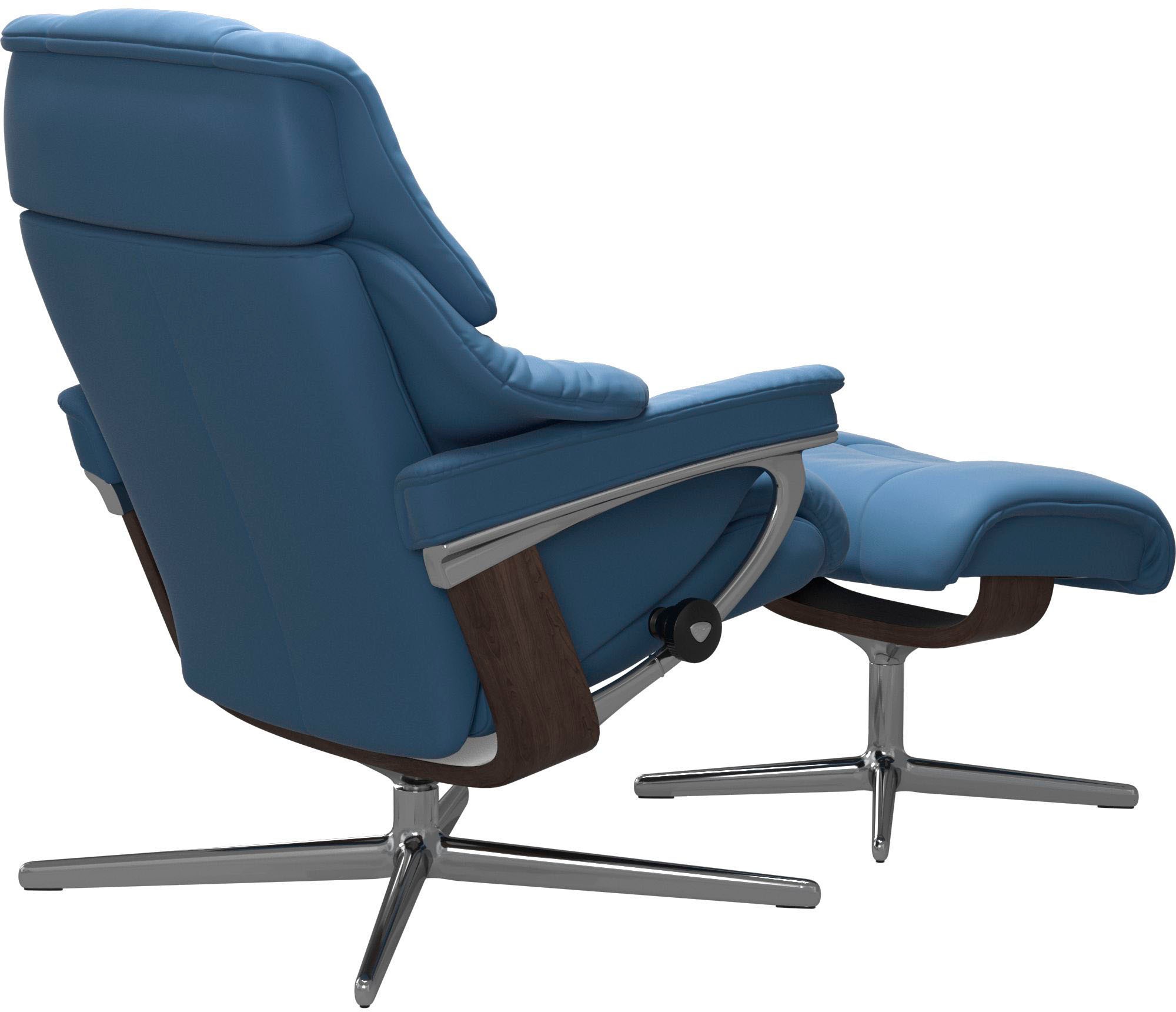 Stressless® Relaxsessel »Reno«, (Set, Relaxsessel mit Hocker), mit Hocker, mit Cross Base, Größe S, M & L, Holzakzent Wenge