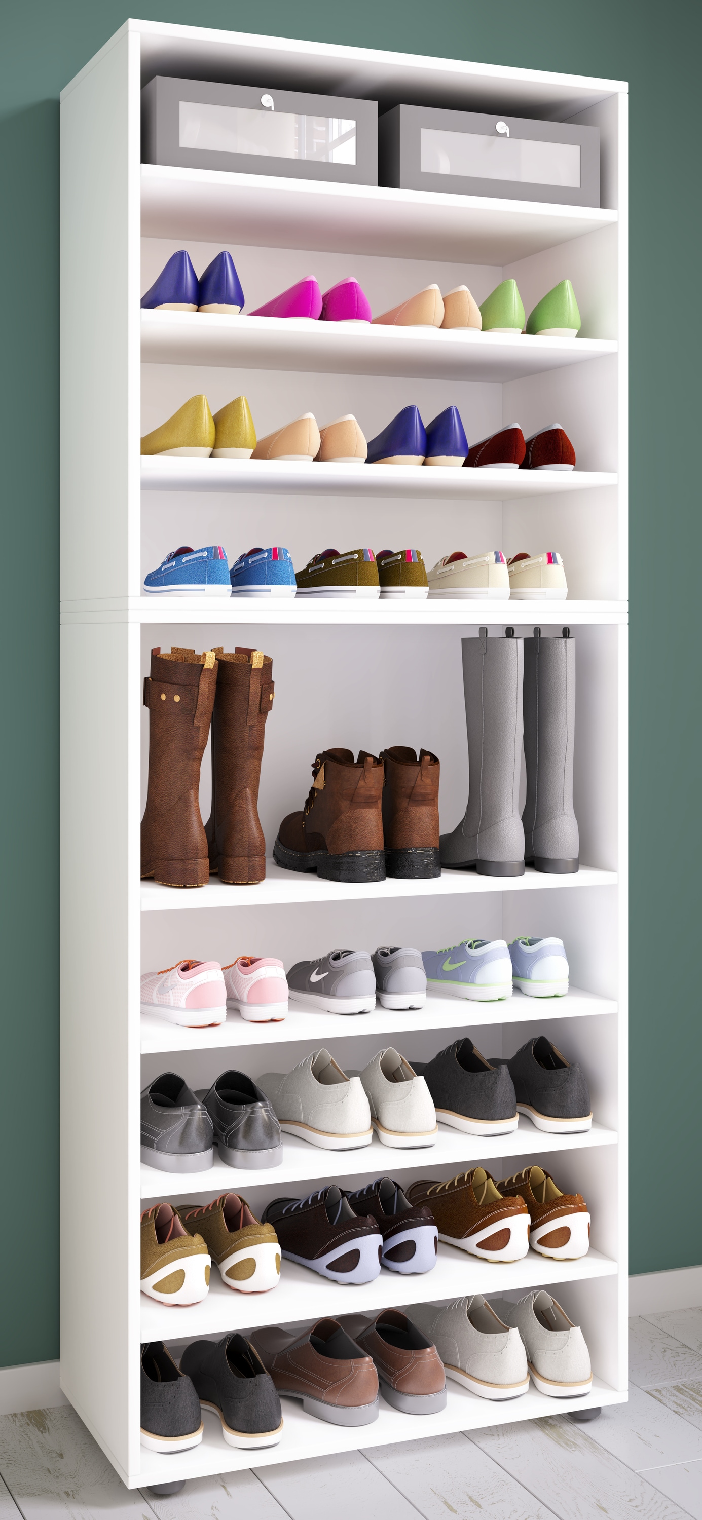 VCM Schuhschrank »VCM Holz-Schuhregal | Maße: H. 183 x B. 70 x T. 37 cm| Allzweckschrank | 9 Fächer | ohne Türen | ¿ Lona«, (1 St.)