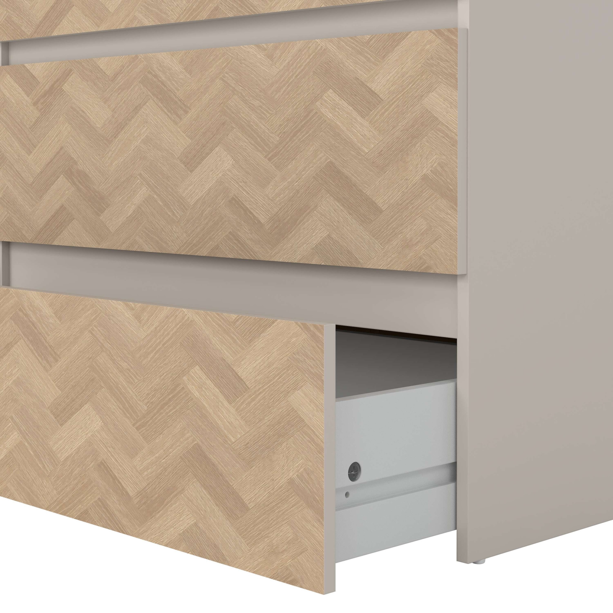 Home affaire Kommode »Maise in Holzoptik mit elegantem Fischgrätmuster« Fischgrätdekorfronten für einen modernen Wohnstil