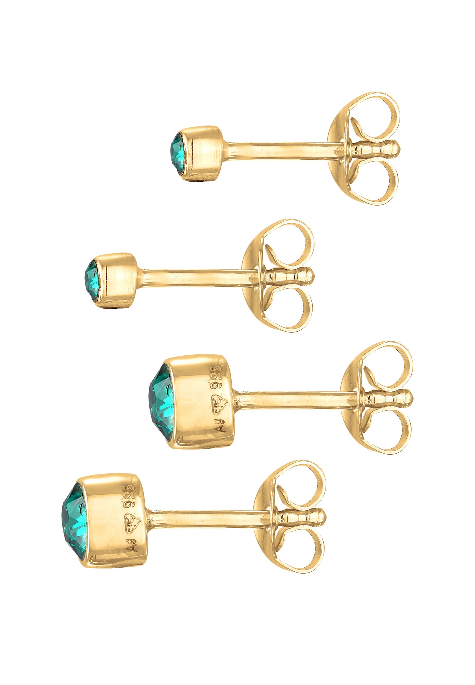 Elli Ohrstecker-Set »Ohrringe Set Kristalle Basic Grün 925 Silber«