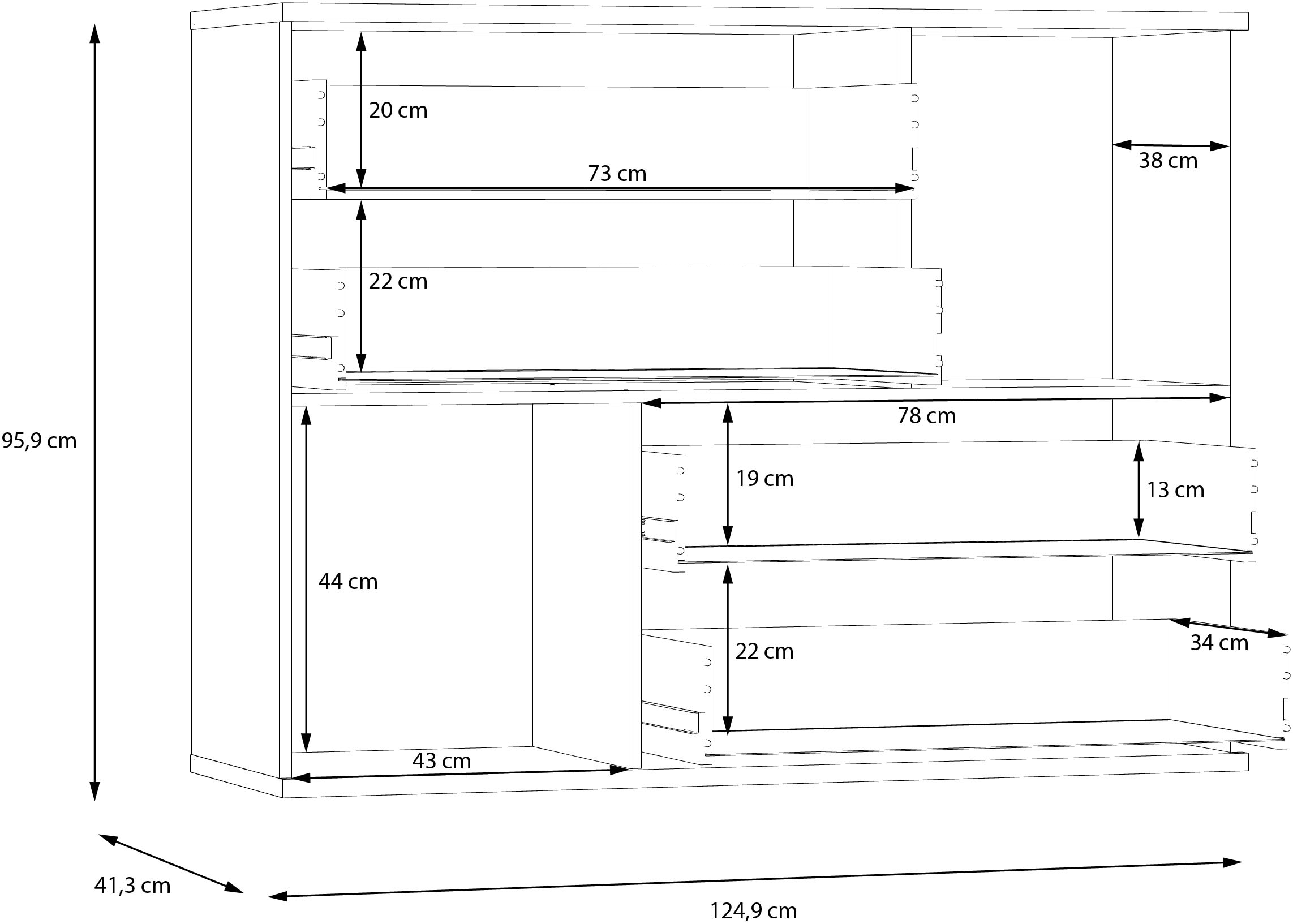 FORTE Kommode »Skive«, Breite ca. 125 cm