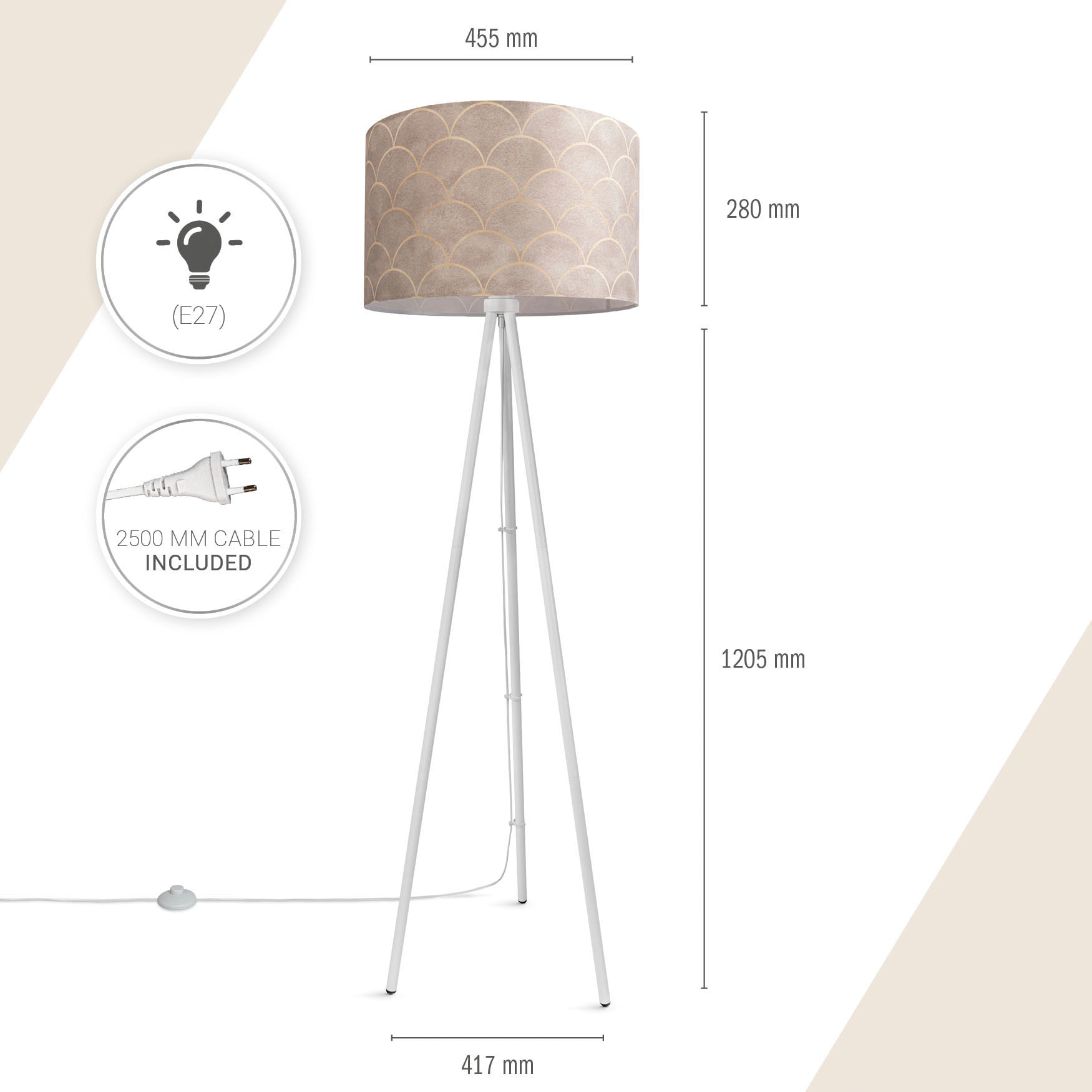 Paco Home Stehlampe »Trina Pillar«, Stativ Stehlampe Wohnzimmer Dreibein  Lampe Mit Stoffschirm Retro online kaufen | mit 3 Jahren XXL Garantie