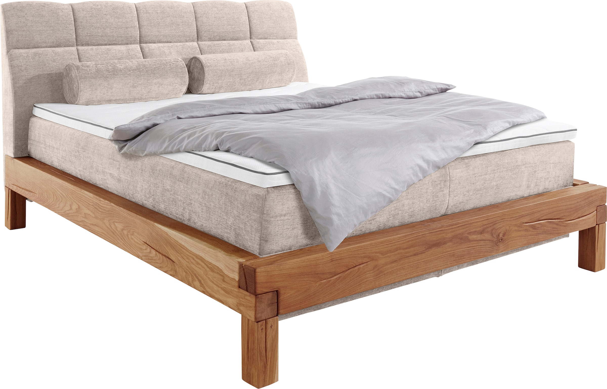 Home affaire Boxspringbett »VILLADS inkl. Taschenfederkernmatratze H2-H4 und Topper« Inside-Boxspring, recycelte Bezugsstoffe, Liegefläche 160 cm x 200 cm