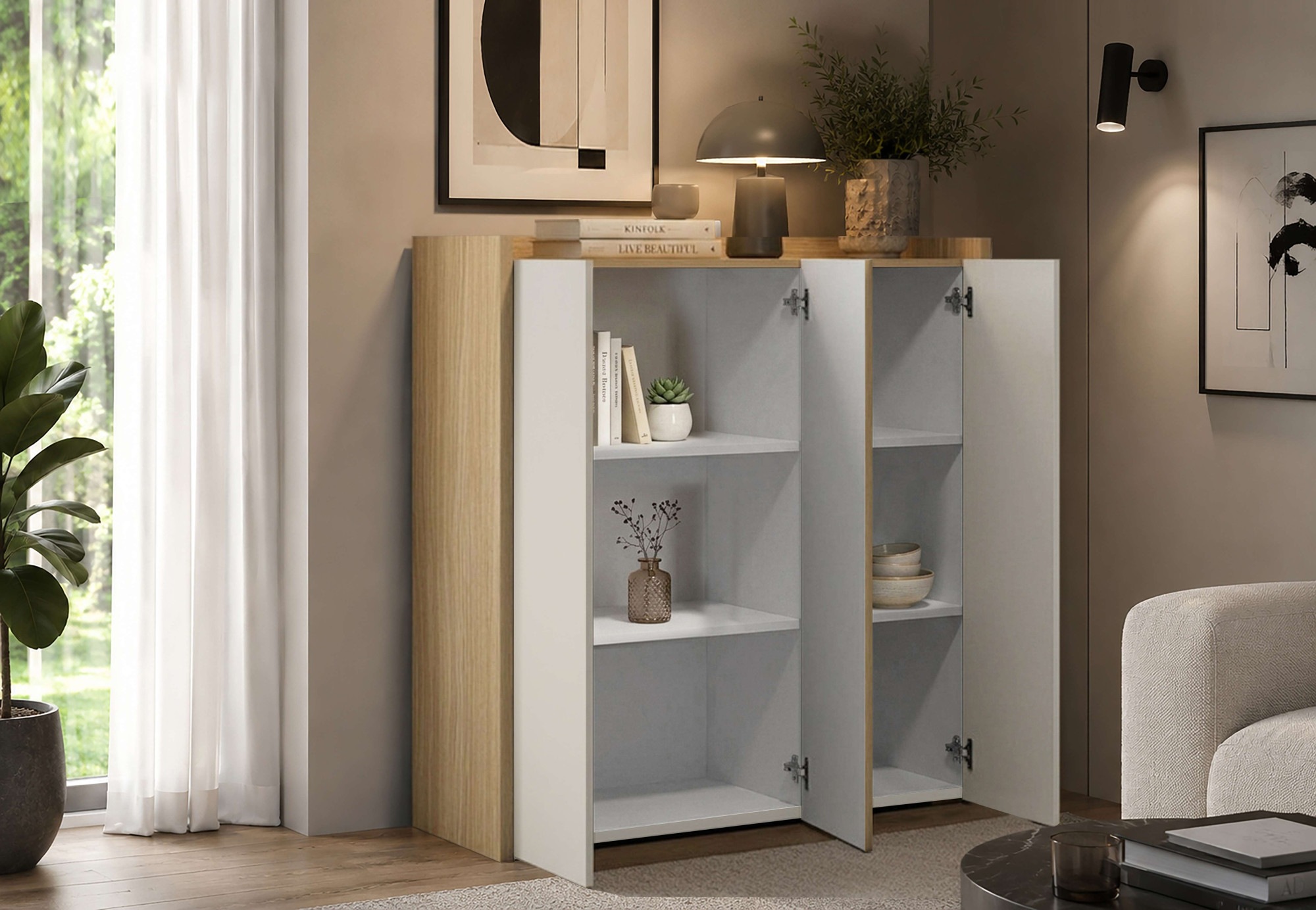 OTTO home 1100000002199 »Highboard ALTEA, Kommode, Schrank, Kredenz« 1 Stk. tlg. Mit 3 Drehtüren, 6 Innenfächern, B.112,5 cm