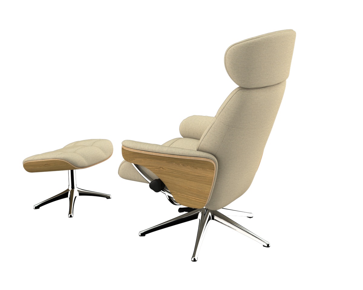 FLEXLUX Relaxsessel »Skagen Funktionsessel, Polstersessel, Armlehne, TV-Fernsehsessel,«, Rücken- und Kopfteilverstellung, Fuß Alu, Armlehne Eiche, Drehbar