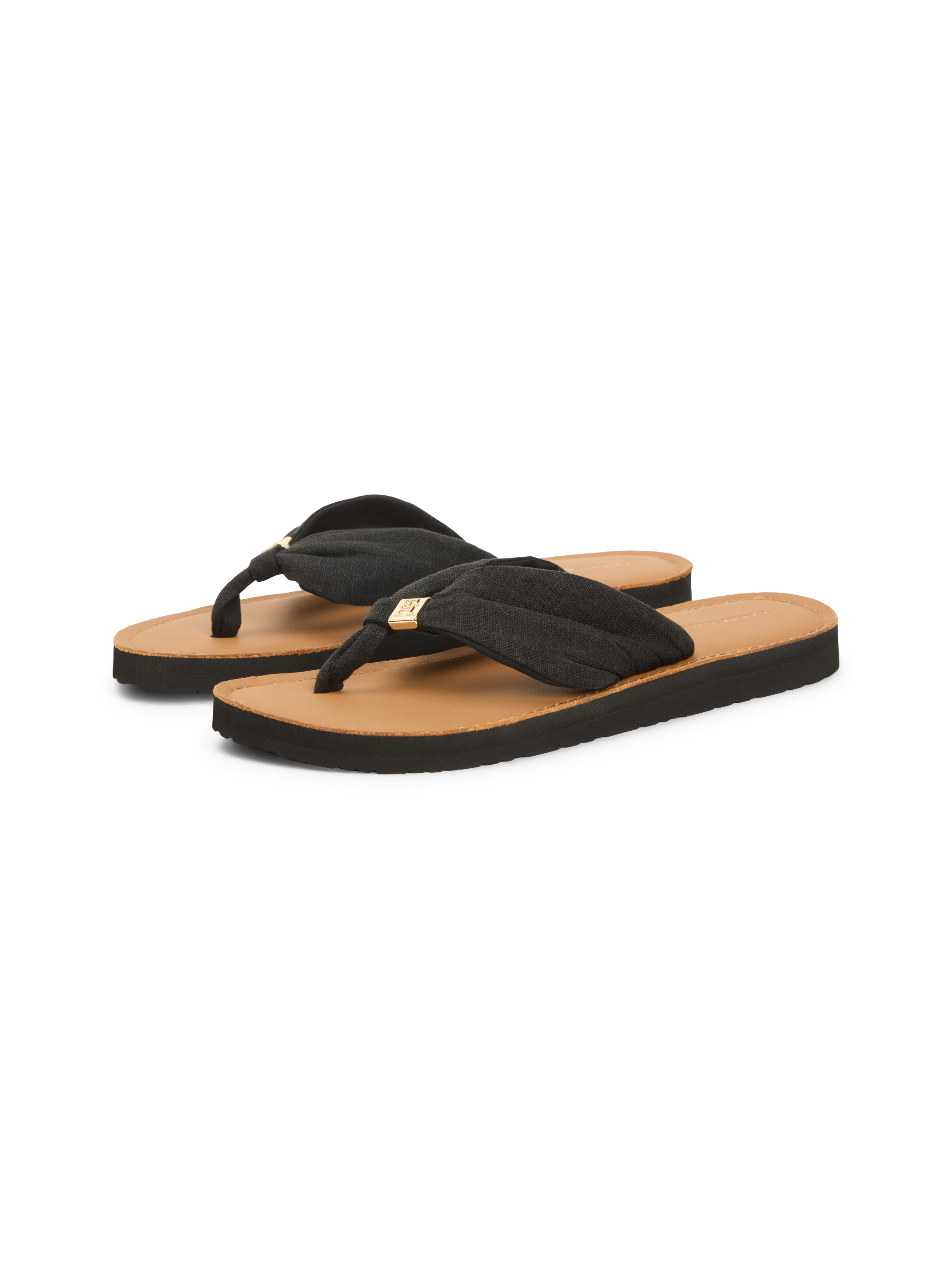Tommy Hilfiger Zehentrenner »TH LTR FOOTBED SUMMER SANDAL«  Sommerschuh, Strandschuh, Dianette, Flat mit Logoemblem