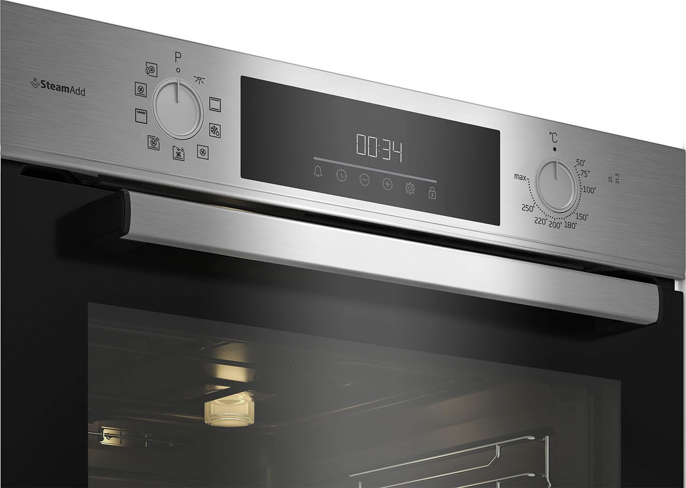 BEKO Einbaubackofen  »BBIS12301XE«, mit 2-fach-Teleskopauszug, SteamShine, SteamAdd Dampffunktion