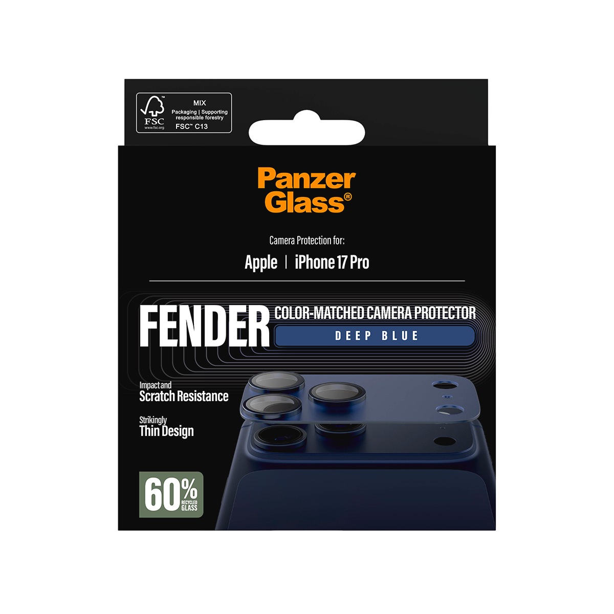 CARE by PanzerGlass Kameraschutzglas »Fender Color-Matched Camera Protector« für Apple iPhone 17 Pro Kameraschutz, Schutzfolie, Linsenschutz, kratz- & stoßfest