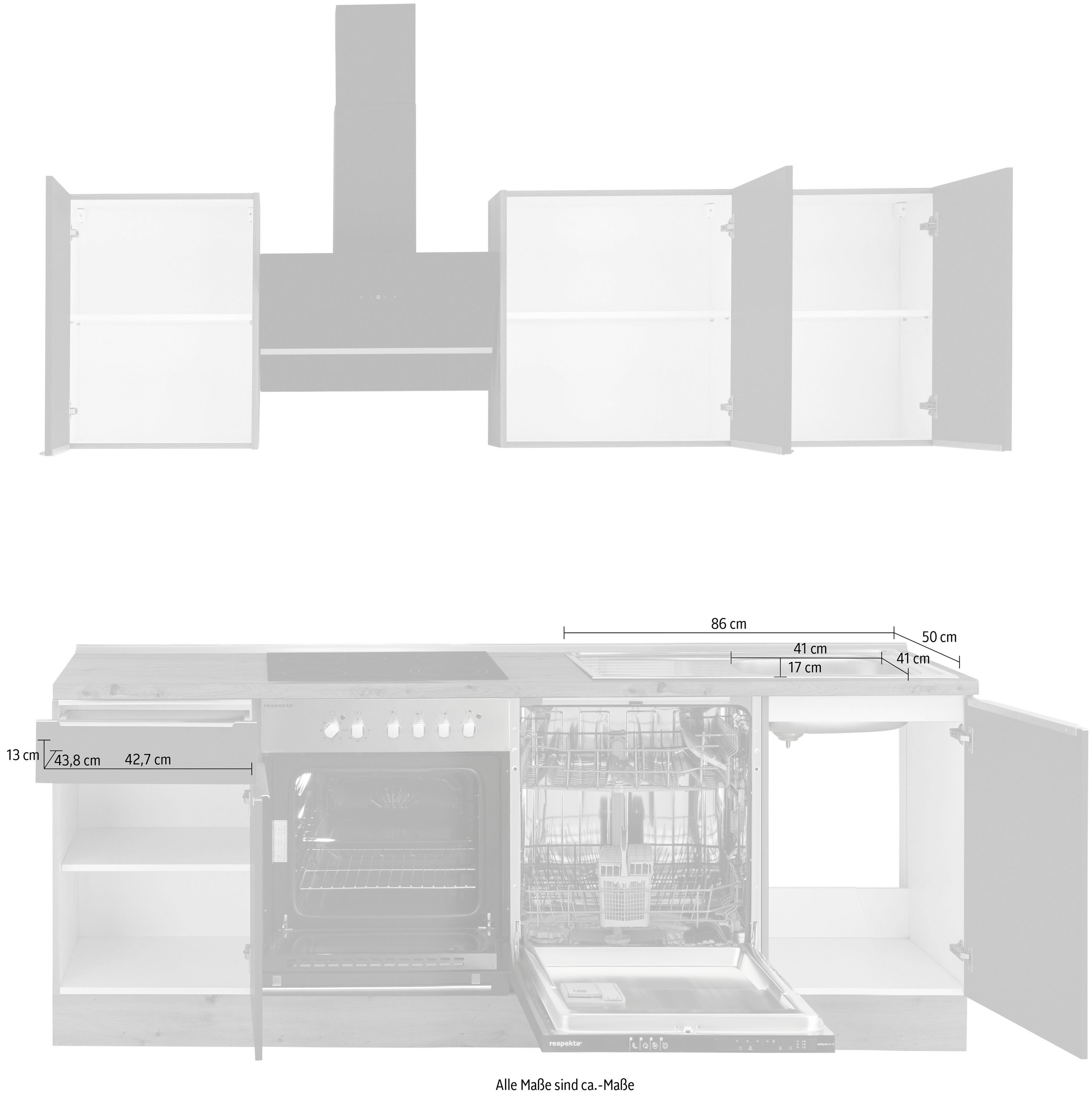 RESPEKTA Küchenzeile »Safado bestellen hochwertige Marleen«, Funktion, cm Breite Serie Raten Ausstattung 220 Close aus der Soft wie auf