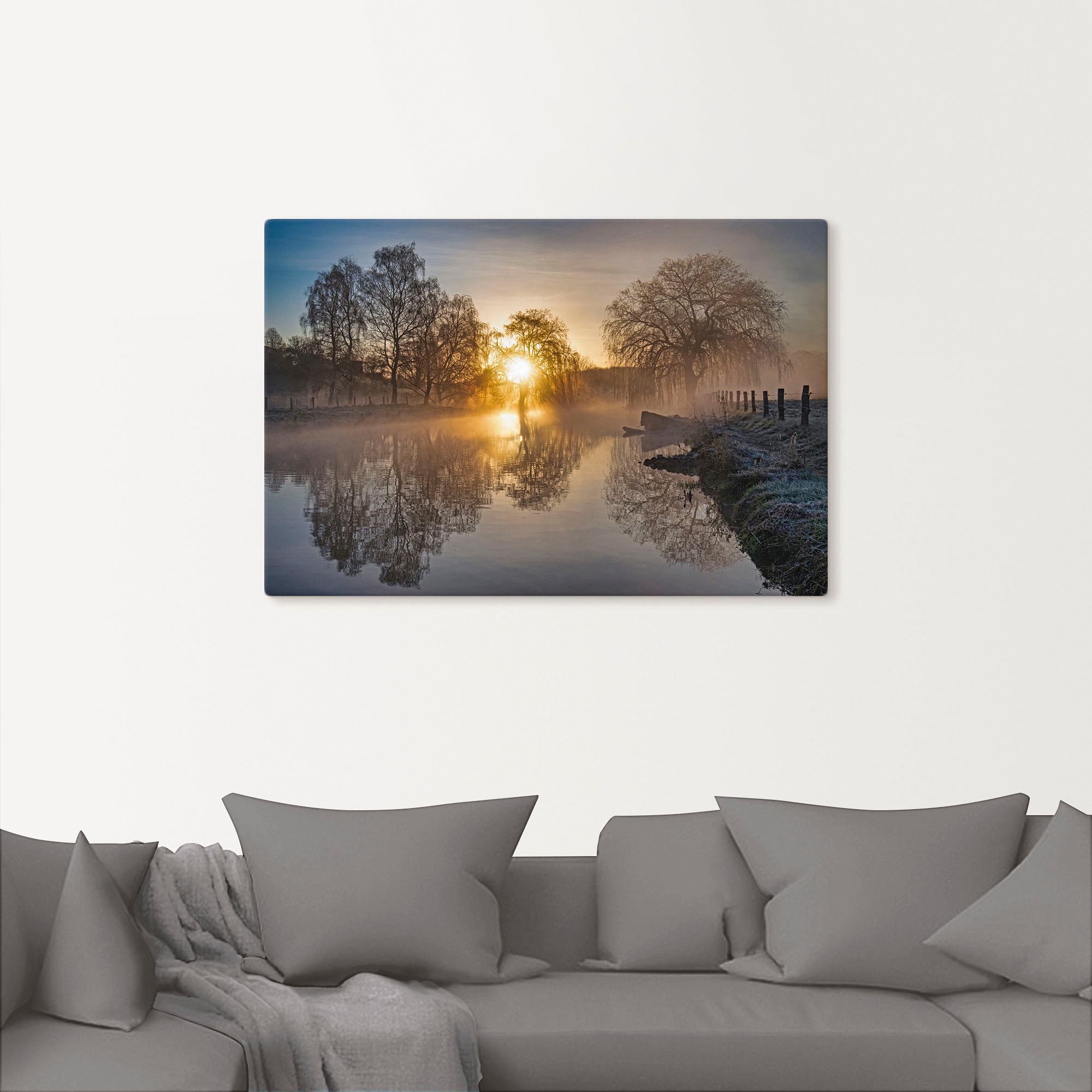 Artland Wandbild »Mystischer Morgen an der Trave«, Bilder vom Sonnenuntergang & -aufgang (1 Stück), in vielen Größen & Produktarten - Alubild/Outdoorbild, Leinwandbild, Poster, Wandaufkleber/Wandtattoo auch für Badezimmer geeignet