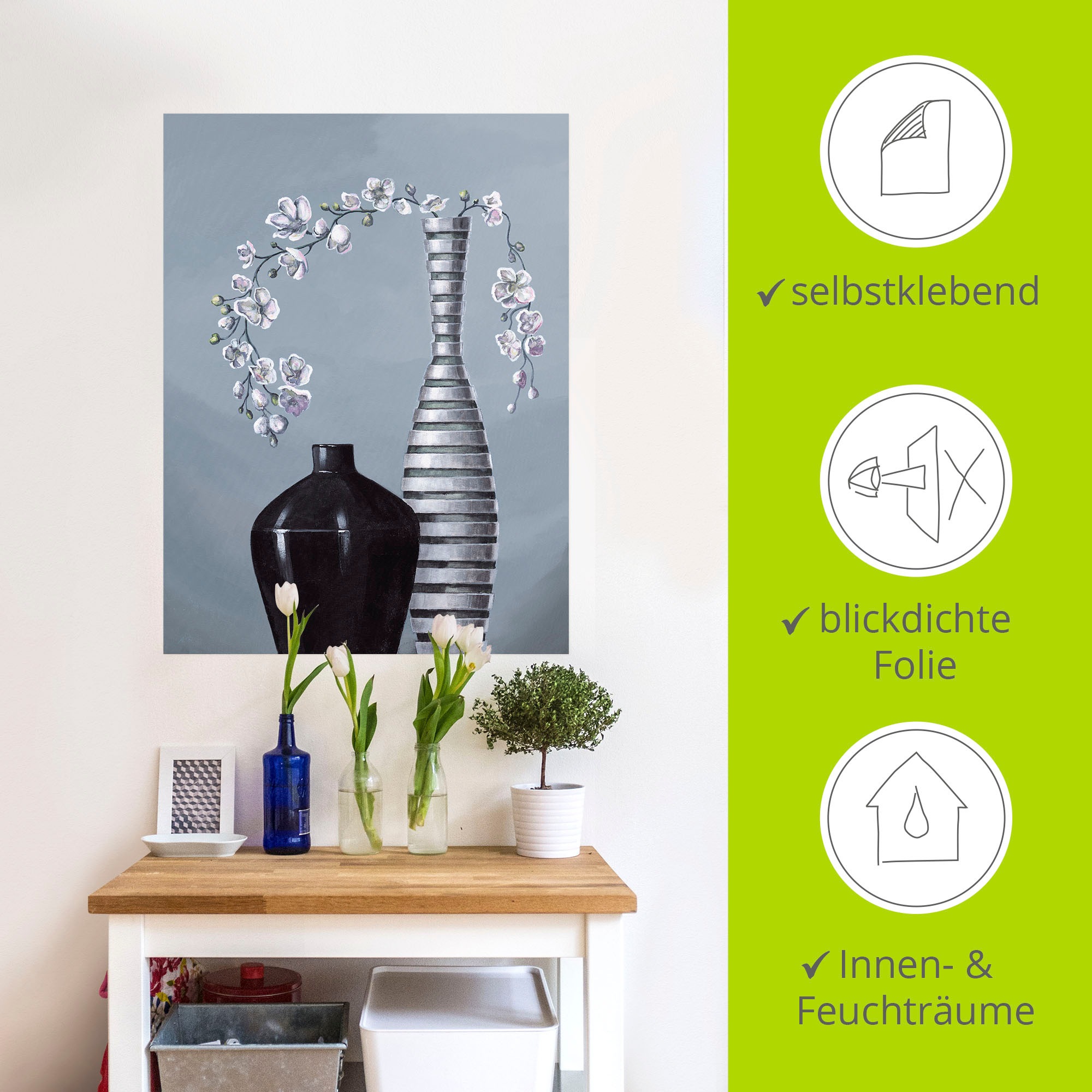 Artland Wandbild »Metallische Vasen«, Vasen & Töpfe, (1 St.), als Alubild, Outdoorbild, Leinwandbild, Poster, Wandaufkleber