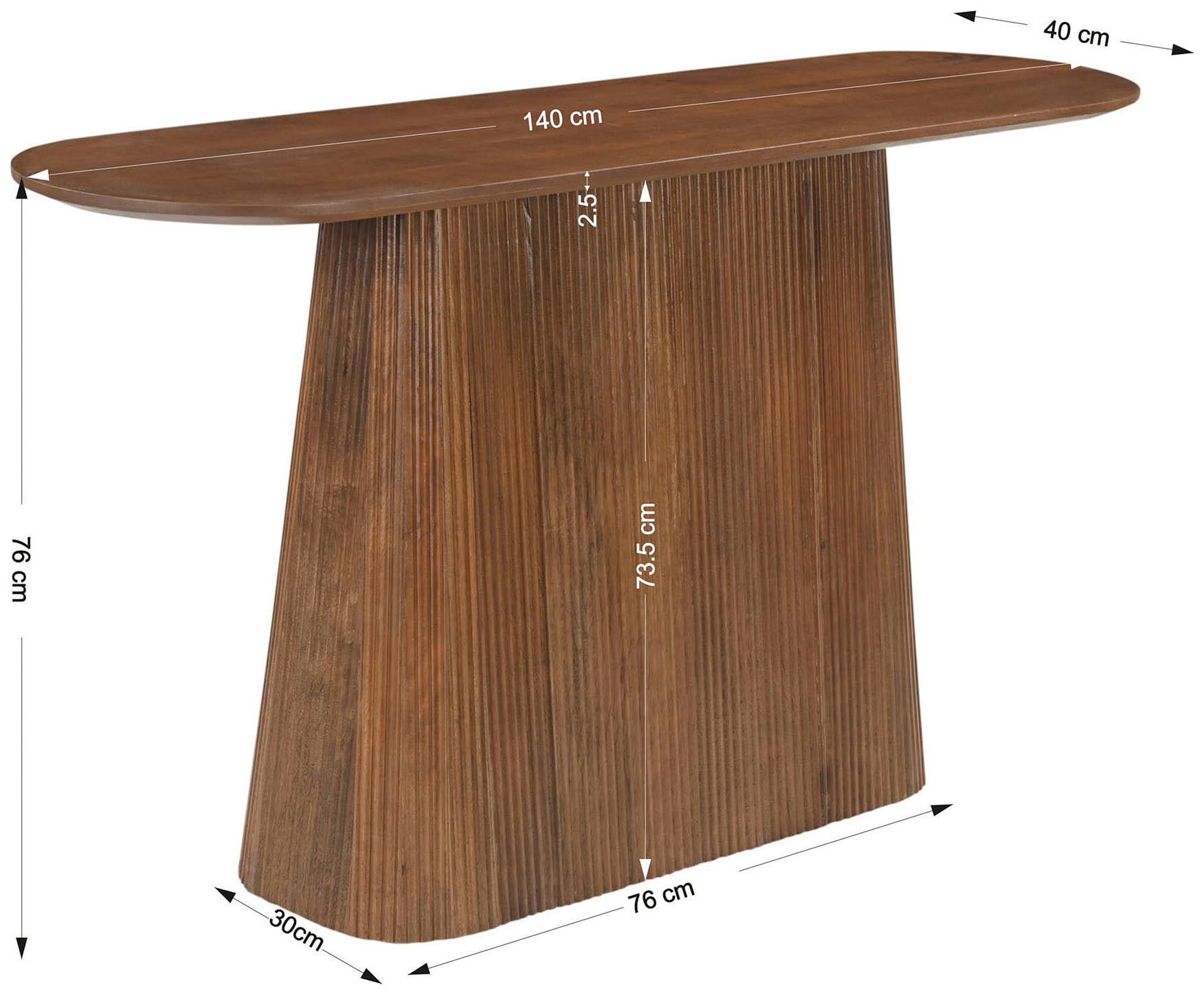 SIT Konsolentisch »MANGO NATURAL«, mit Sockelfuß im Lamellendesign