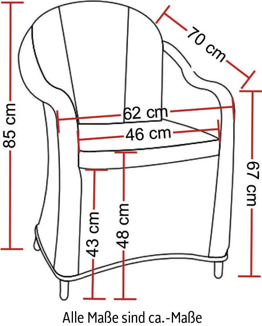 Destiny Gartensessel »MALAGA« Set, 2 Stk. tlg. Aluminium, Polyrattan, inkl. Auflagen