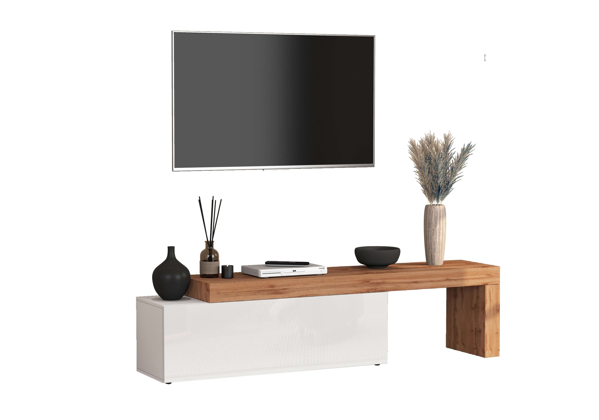 INOSIGN TV-Board »Chronos TV-Board, Lowboard«, (1 St., Breite verstellbar von 180 bis 290 cm), Breite 240 cm TV-Board,Lowboard,1 Klappe und ein L-Förmiger Aufsatz