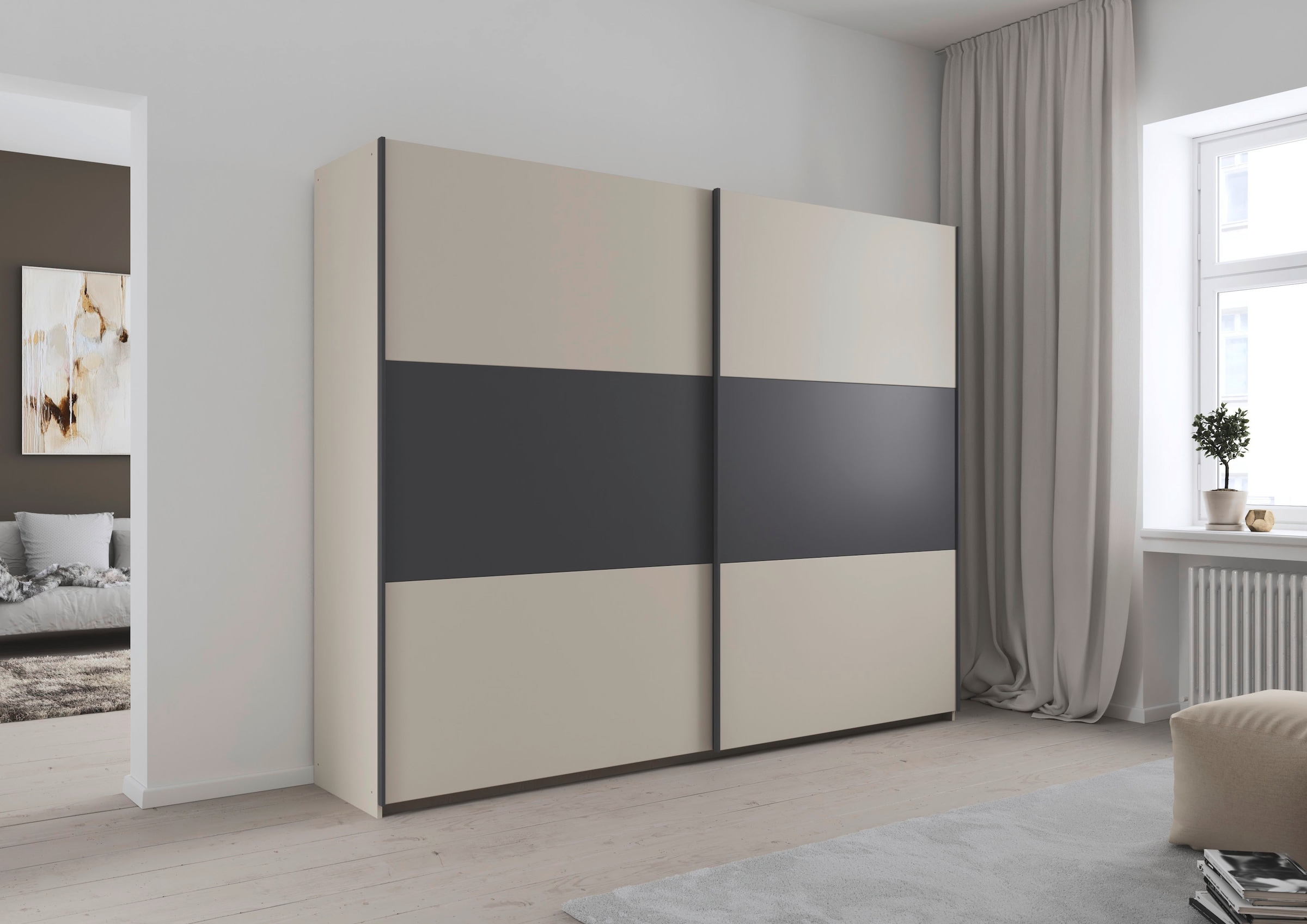 rauch Schwebetürenschrank »Kleiderschrank Schrank Garderobe Schlafzimmerschrank SAJO«, in 2 Breiten (218, 261 cm) optional mit Spiegel MADE IN GERMANY
