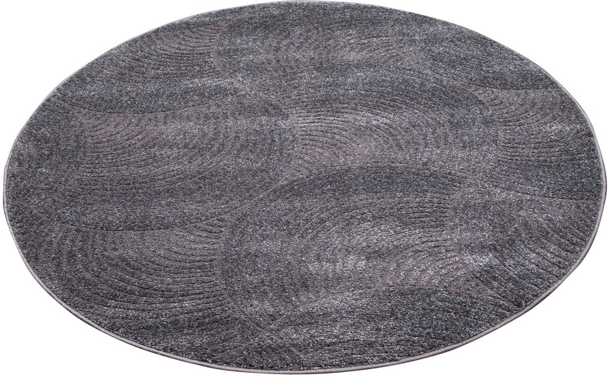 Carpet City Teppich »Friseé-Teppich FANCY 647« rechteckig 12 mm Höhe Kurzflor,3D-Optik,Kreisförmiges Muster, Wohnzimmer,Schlafzimmer