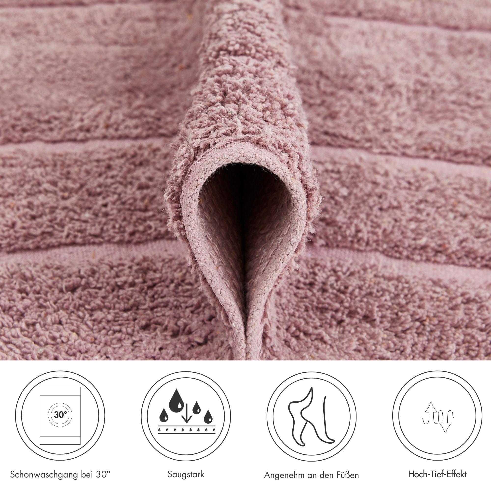 Andiamo Badematte »Havanna, 50x80 cm« Höhe 7,5 mm fußbodenheizungsgeeignet | schnell trocknend Badteppich, Uni Farben, Hoch-Tief Effekt, verschiedene Designs