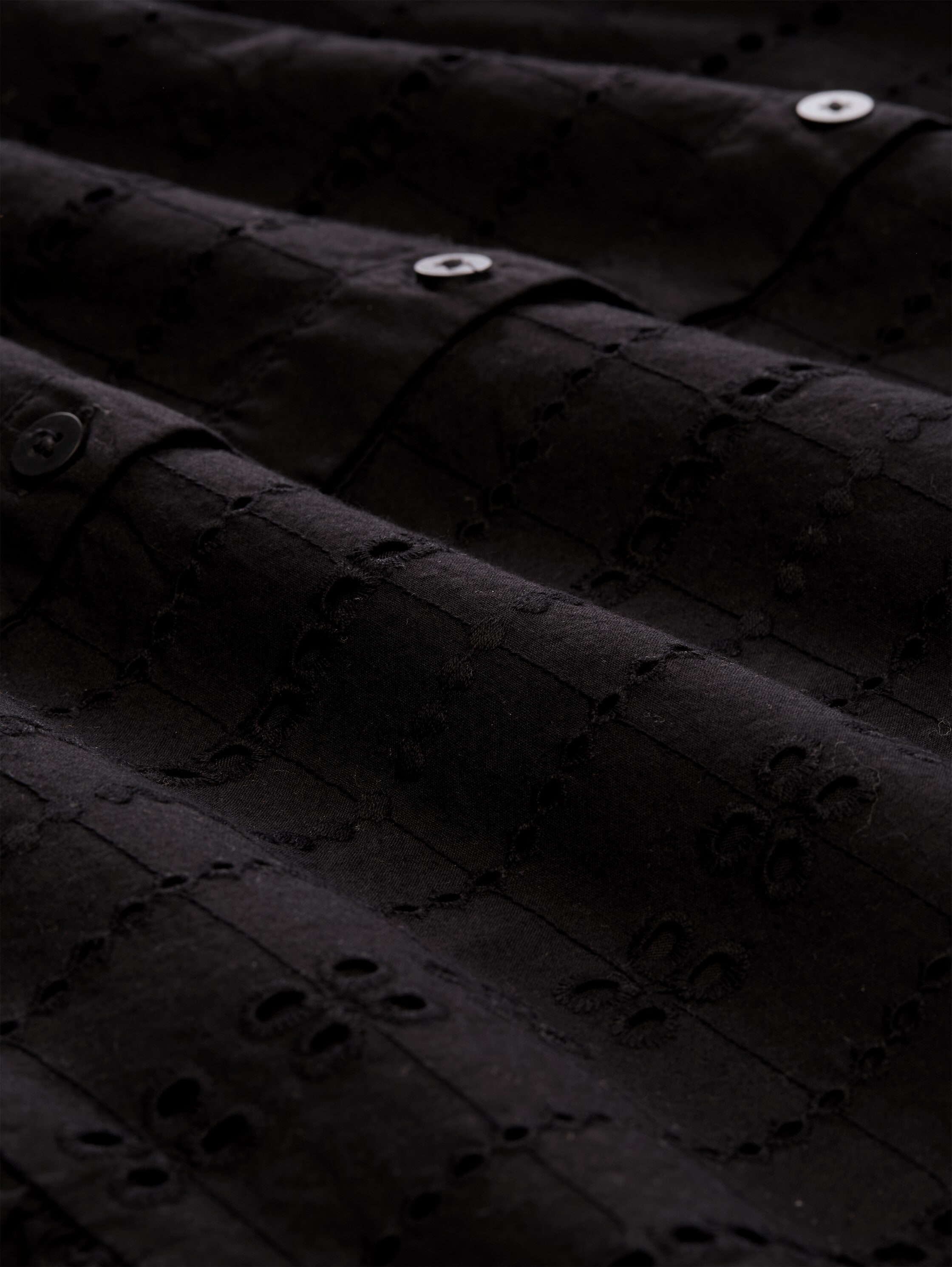 TOM TAILOR Denim Hemdblusenkleid Ohne Taschen Sommerkleid mit Häkel-Details