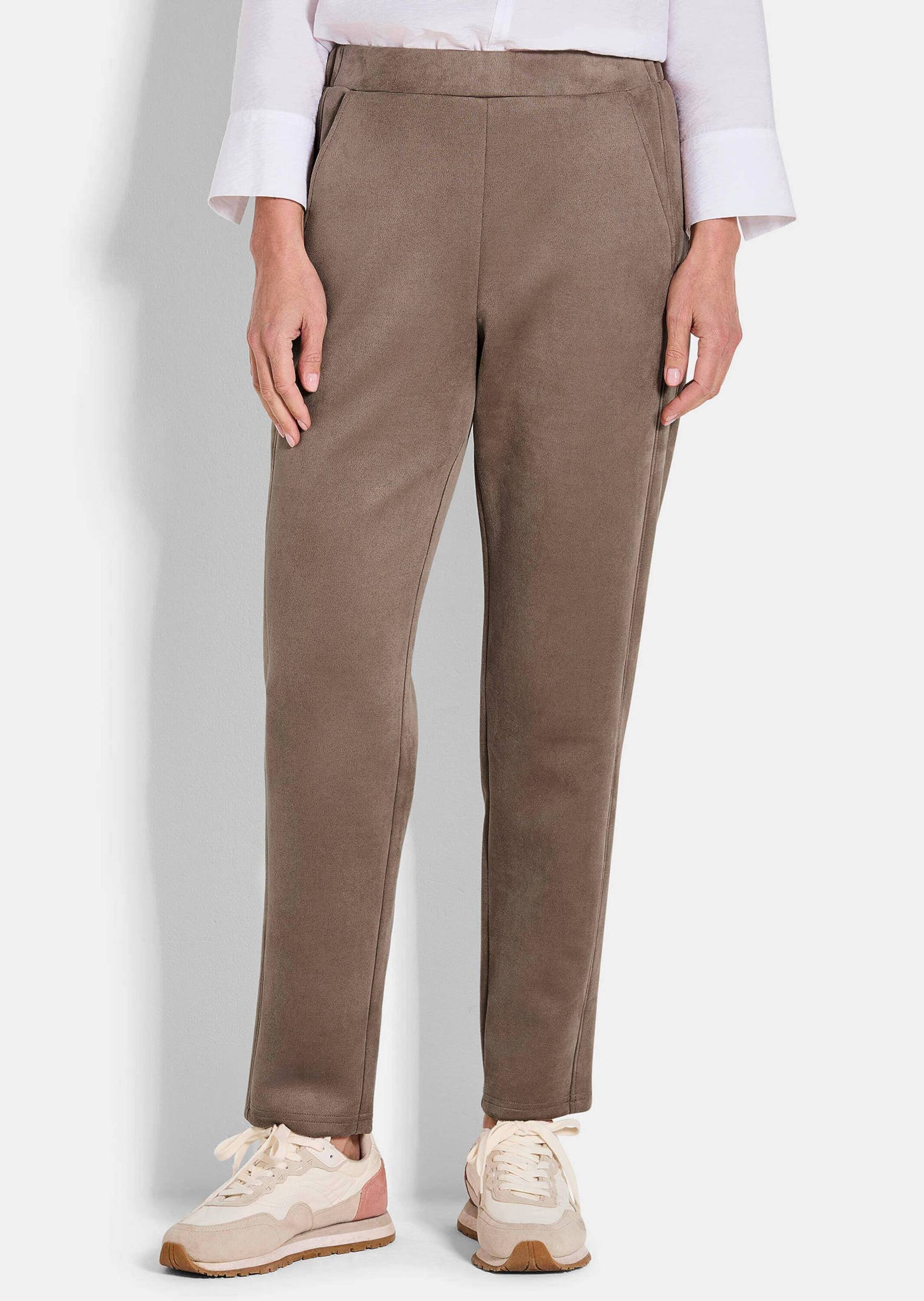 GOLDNER Chinohose »Hose LOUISA in Veloursleder-Optik«