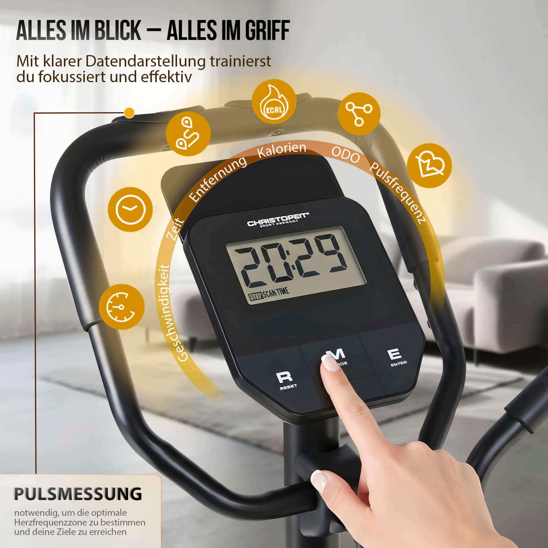 Christopeit Sport® Crosstrainer »Crosstrainer CT 6« 120 kg max. Benutzergewicht, 15 Widerstandsstufen