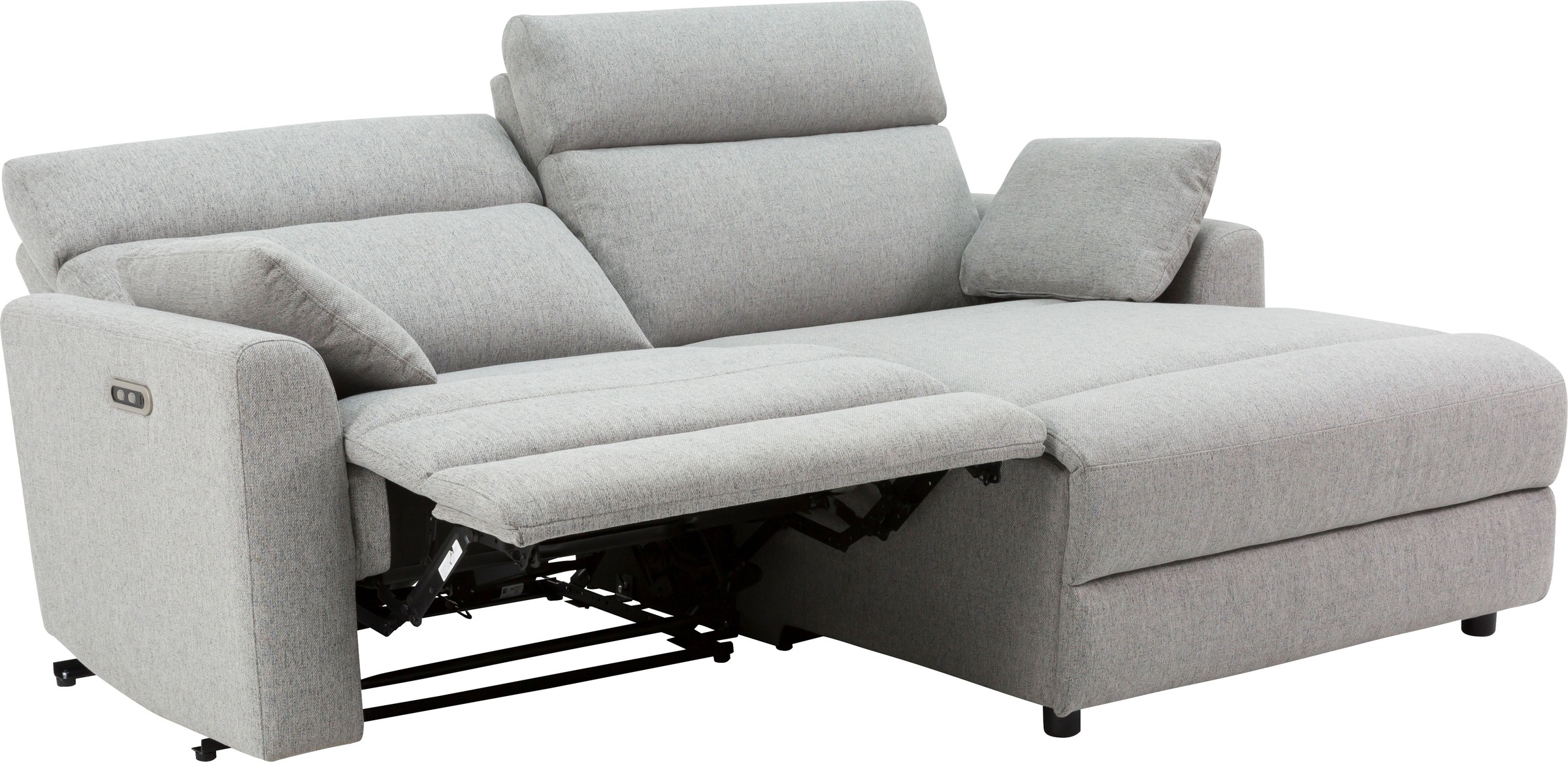 INOSIGN Ecksofa »JENNA, L-Form, 209cm, manuelle u. elektrische Funktion, mit USB A/C,«, Liegefunktion 105°-150°, Federkern, Struktur fein