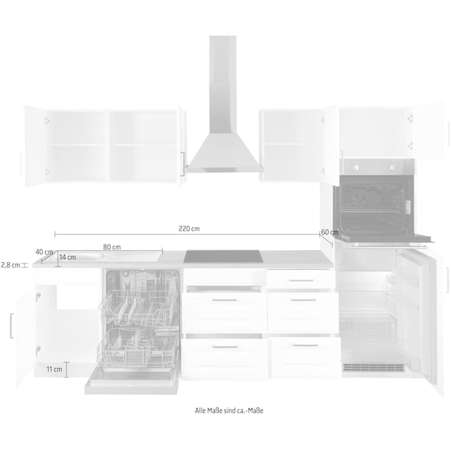 HELD MÖBEL Küchenzeile »Stockholm«, Breite 280 cm, mit hochwertigen MDF  Fronten im Landhaus-Stil auf Raten kaufen