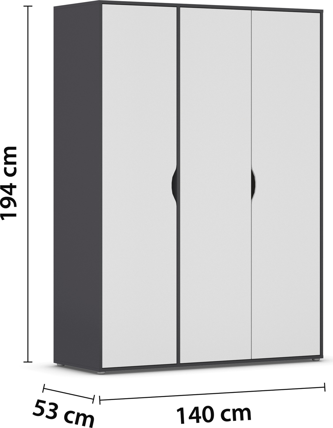 rauch Drehtürenschrank »Kleiderschrank Schrank Garderobe Wäscheschrank NARAI viel Stauraum«, (in 3 verschiedenen Ausstattungen BASIC/CLASSIC/PREMIUM), Griffausfräsungen für eine grifflose Optik TOPSELLER MADE IN GERMANY
