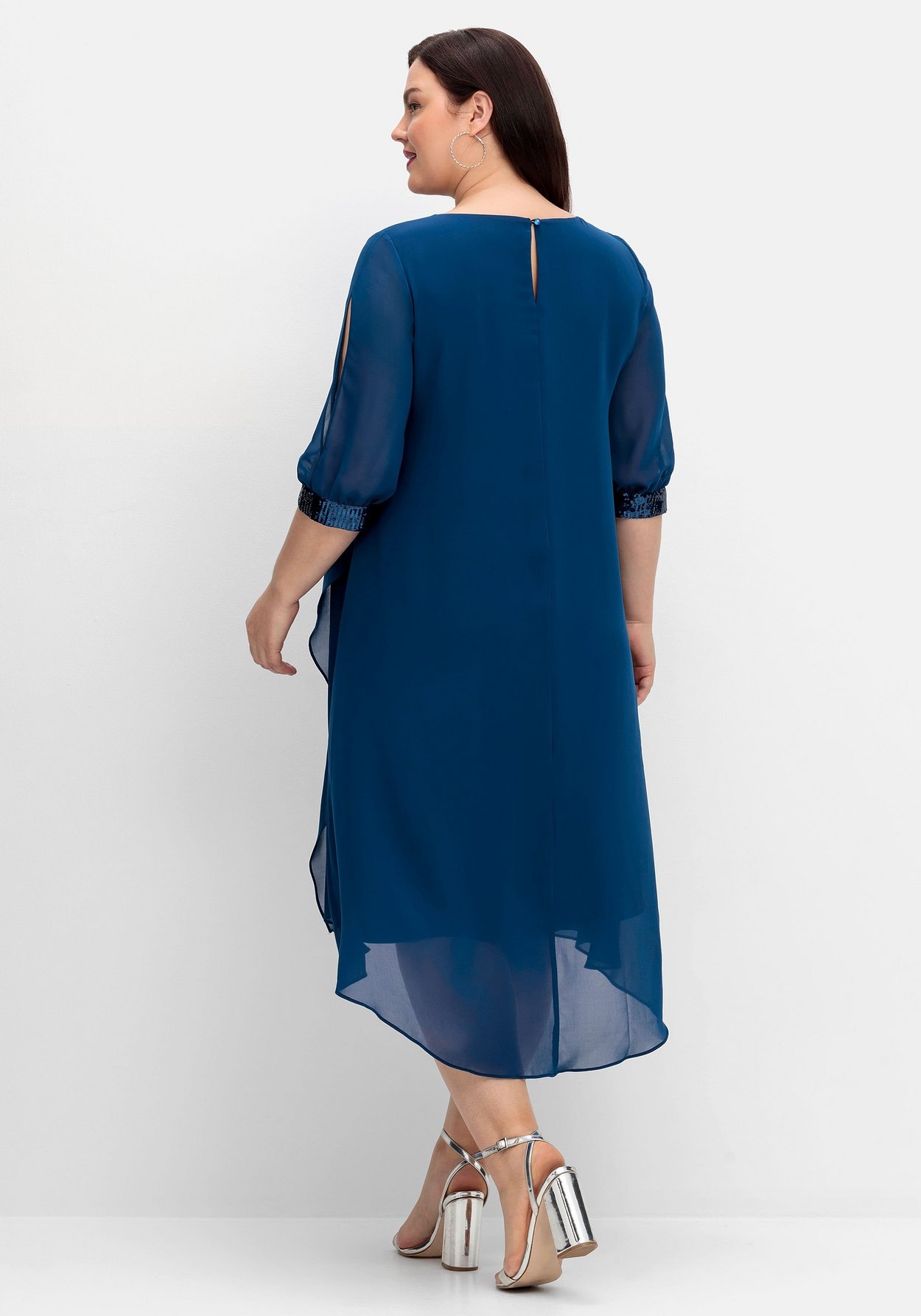 Sheego Abendkleid »Abendkleid aus Georgette, mit geschlitztem Ärmel«