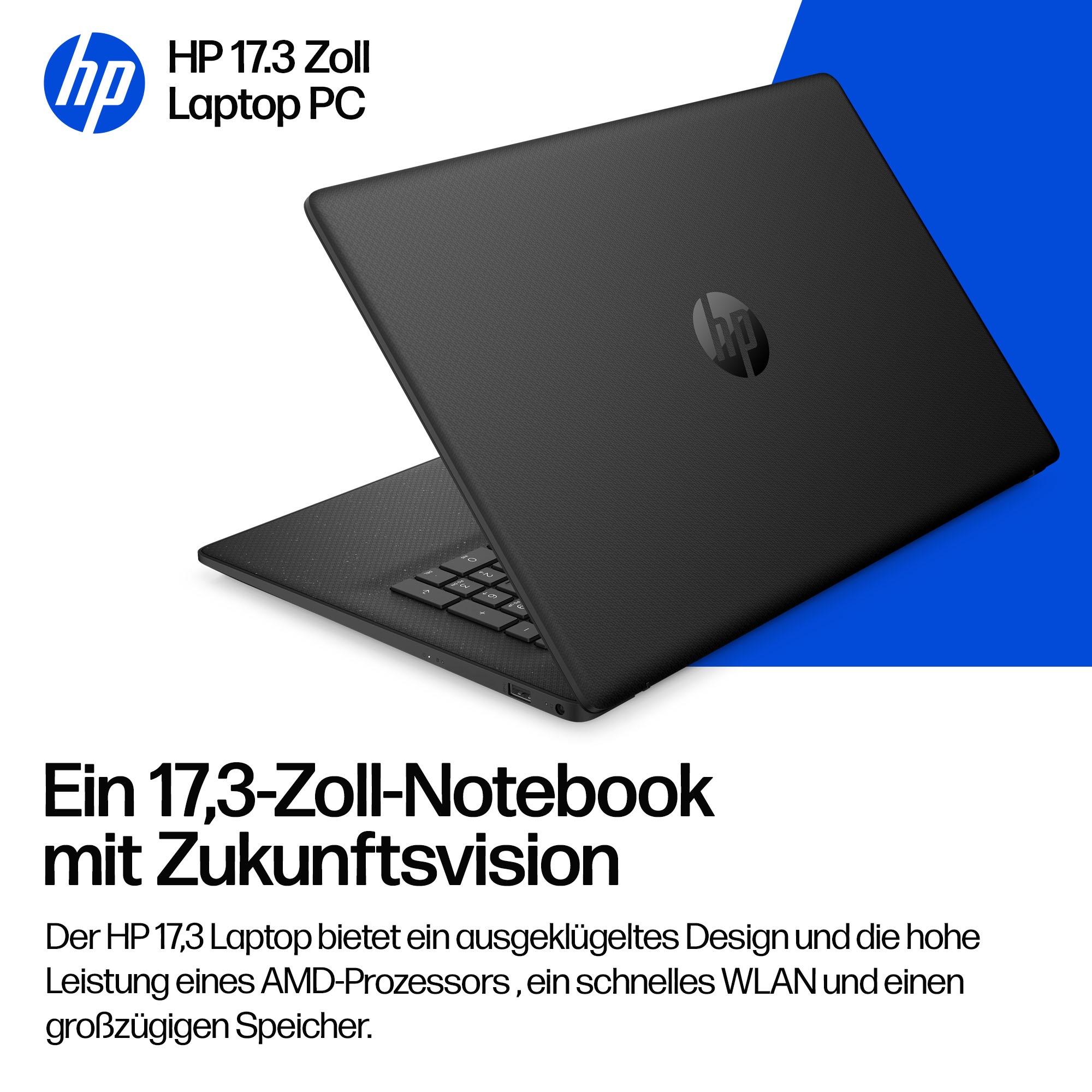 HP Notebook »17-cp2237ng«, 43,9 cm, / 17,3 Zoll, AMD, Ryzen 3, Radeon Graphics, 512 GB SSD