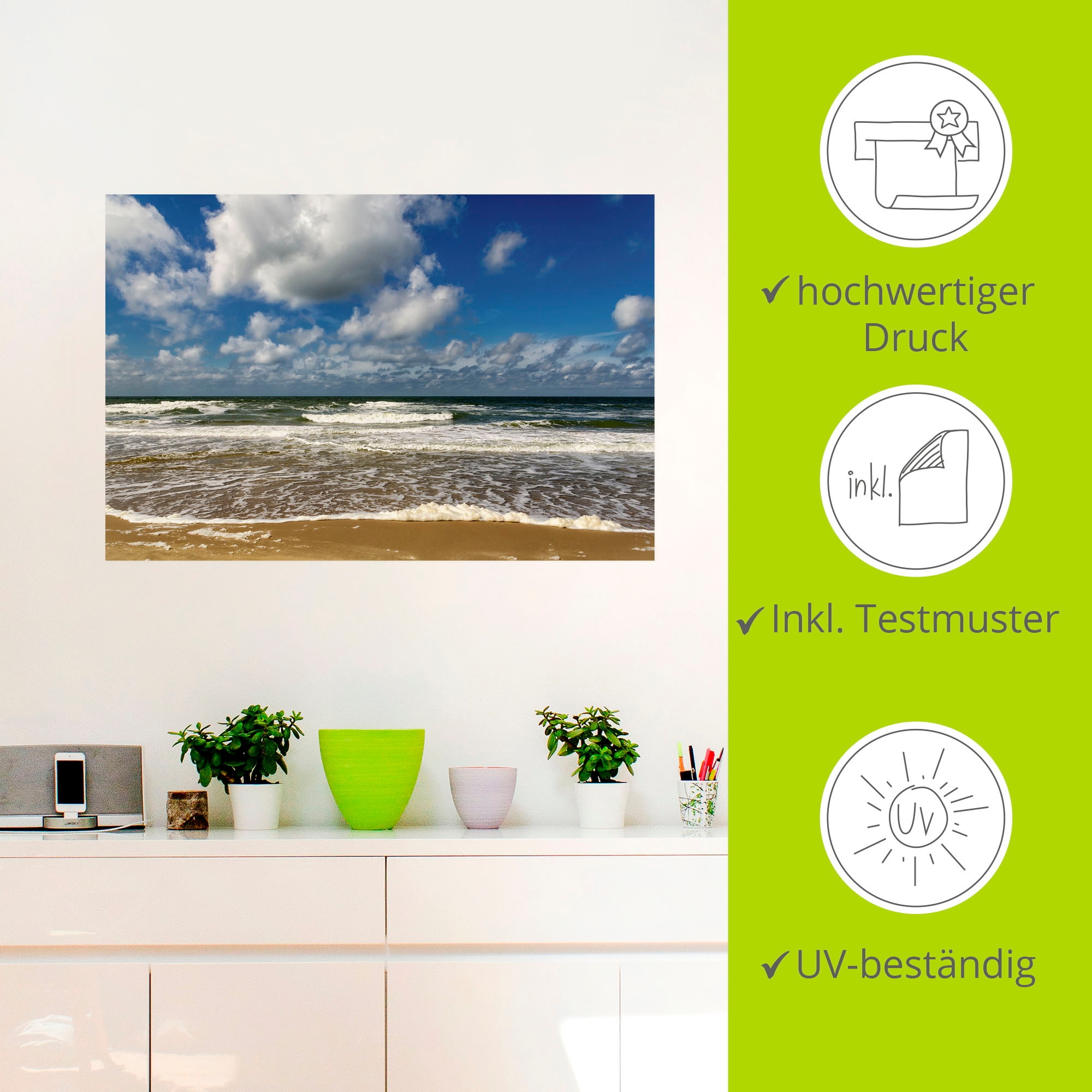 Artland Wandbild »Meeresblick Strand Paal«, Strandbilder, (1 St.), als Alubild, Outdoorbild, Poster, Wandaufkleber in verschied. Größen