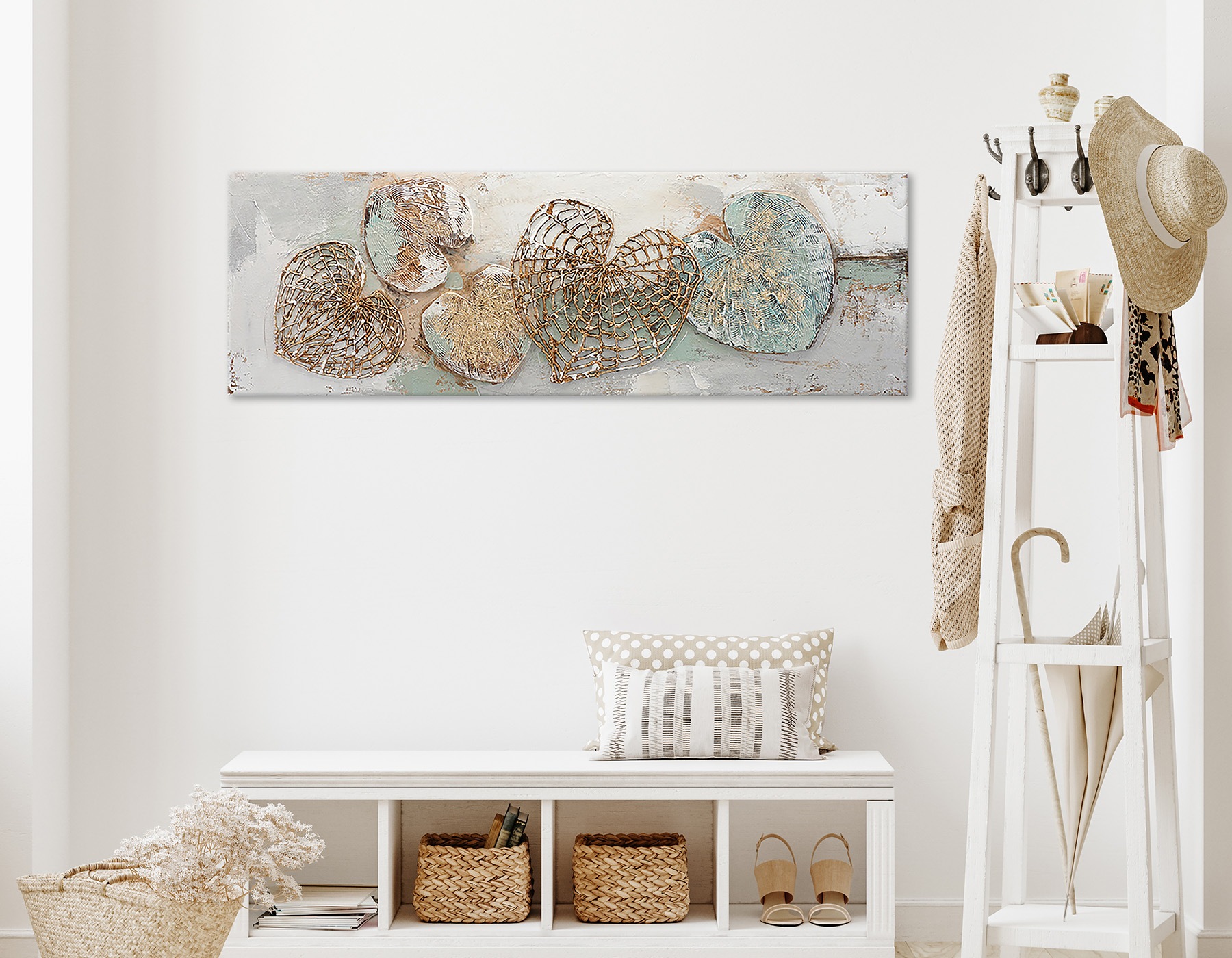Bönninghoff Ölgemälde »handarbeit HERZEN 40x120 cm – Wandbild Kunst Deko modern« Abstrakt | Blätter | Blätterbilder | Formen | Kunst | Symbole 1 Stk. tlg. handgefertigt, jedes Bild ein Unikat