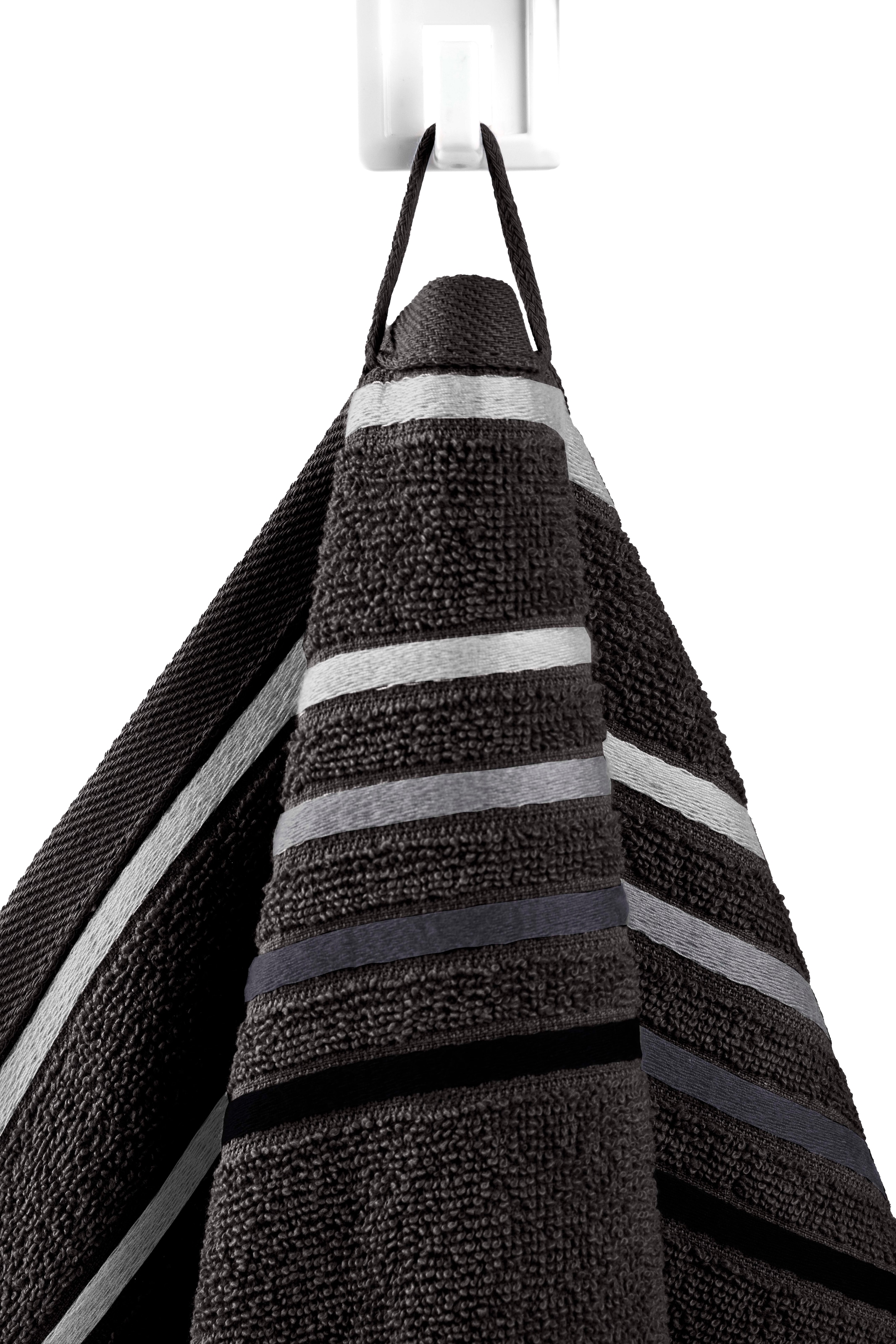 my home Handtuch Set »Niki, Duschtuch, Handtücher und Gästetücher« Set Walkfrottee Handtücher mit mehrfarbiger Streifenbordüre, weich, aus 100% Baumwolle