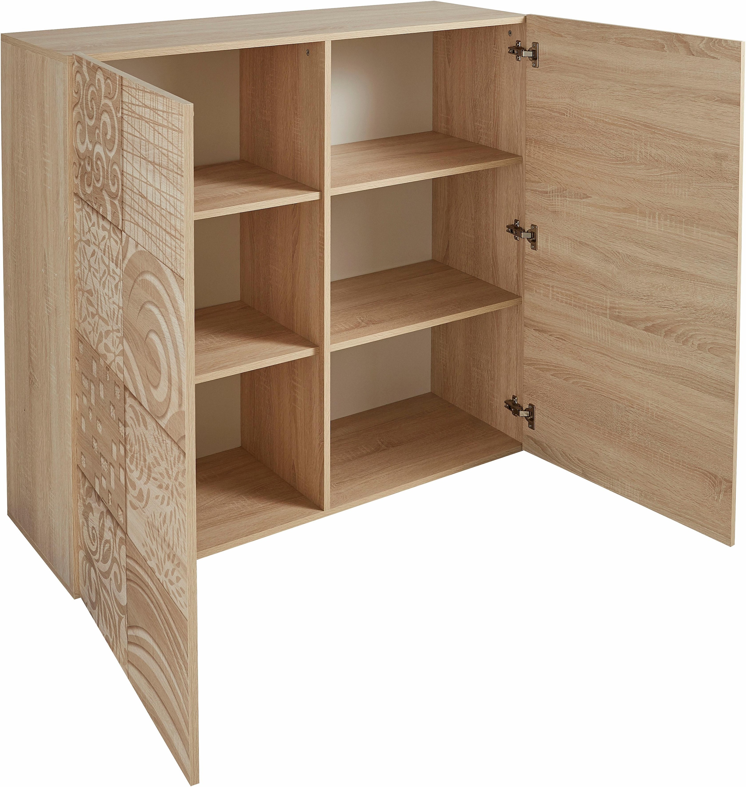 INOSIGN Highboard »Miro«, Breite 121 cm mit dekorativem Siebdruck