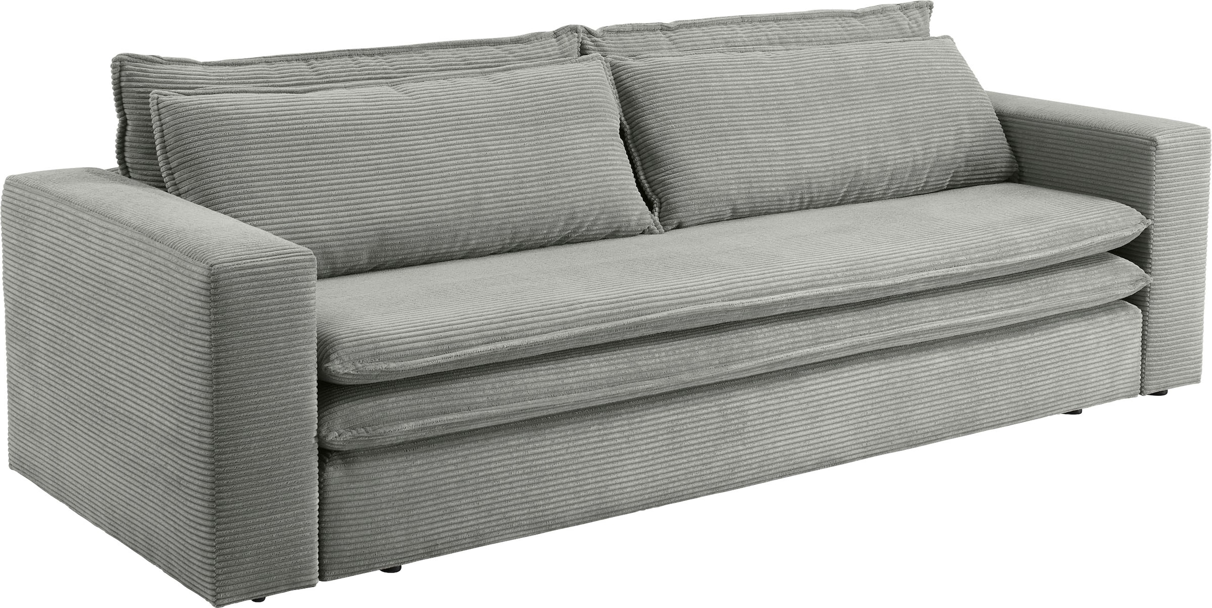 Places of Style 3-Sitzer »PIAGGE«, Cord-Bezug - mit Bettfunktion und Bettkasten, mit praktischem Topper