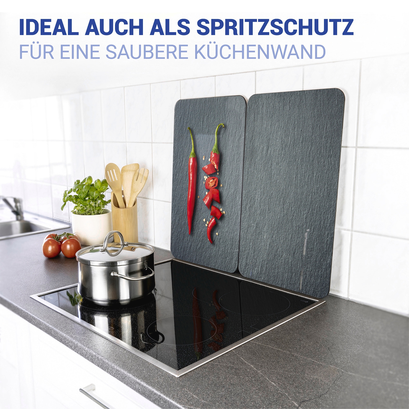 WENKO Herd-Abdeckplatte »Universal Modell Cayenne« Herdabdeckung für alle Herdarten, kratzfest, mit rutschfesten Füßen