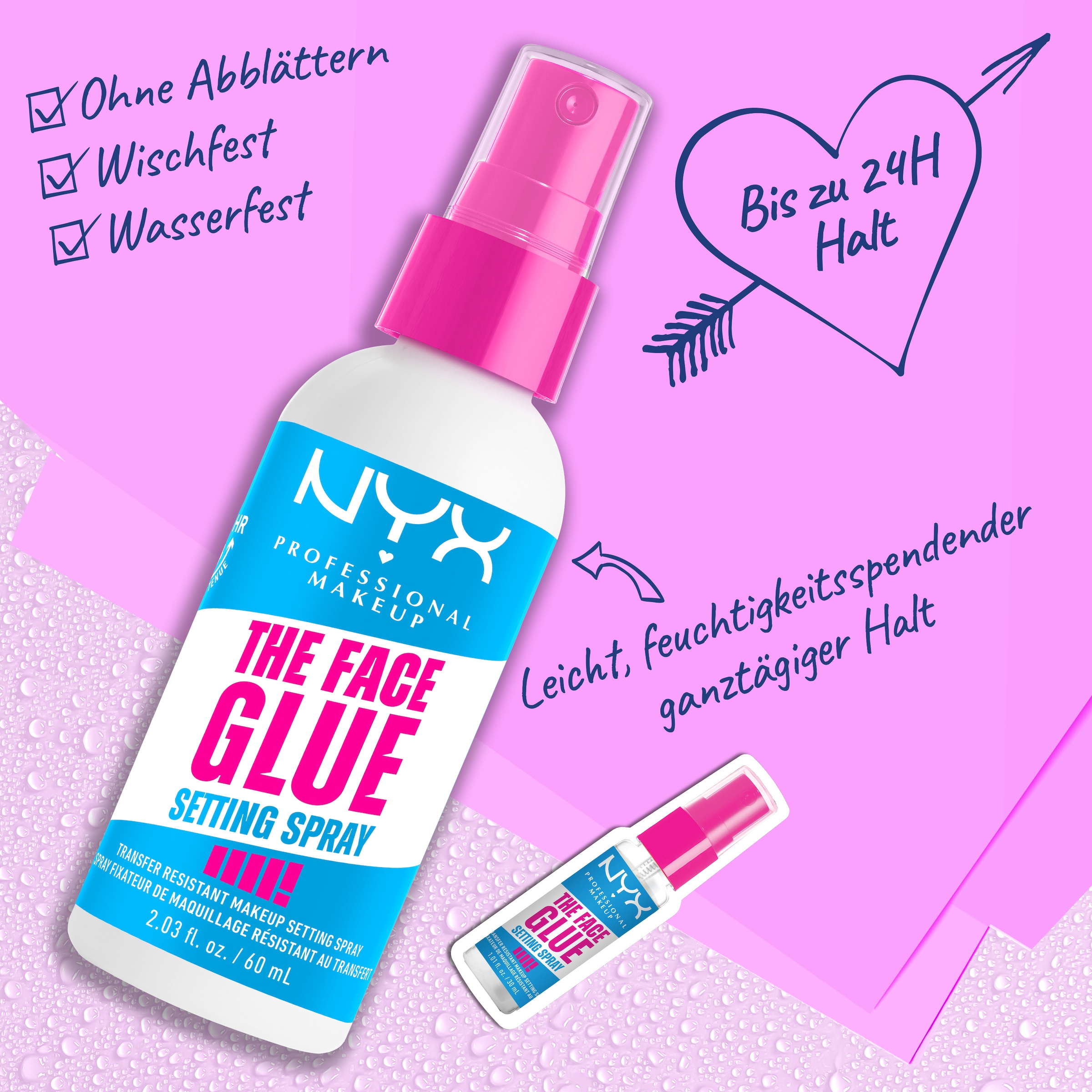 NYX PROFESSIONAL MAKEUP Fixierspray »The Face Glue Setting Spray« Sorgt für langanhaltendes Make-up und eine gesunde Haut.