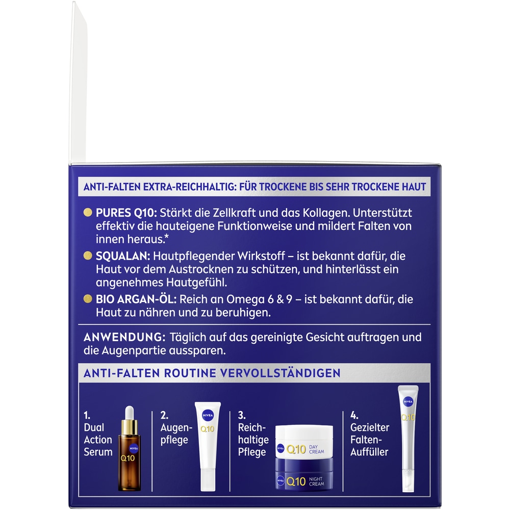 Nivea Nachtcreme »Q10 ANTI-FALTEN EXTRA-REICHHALTIG NACHTPFLEGE« speziell für trockene bis sehr trockene Haut