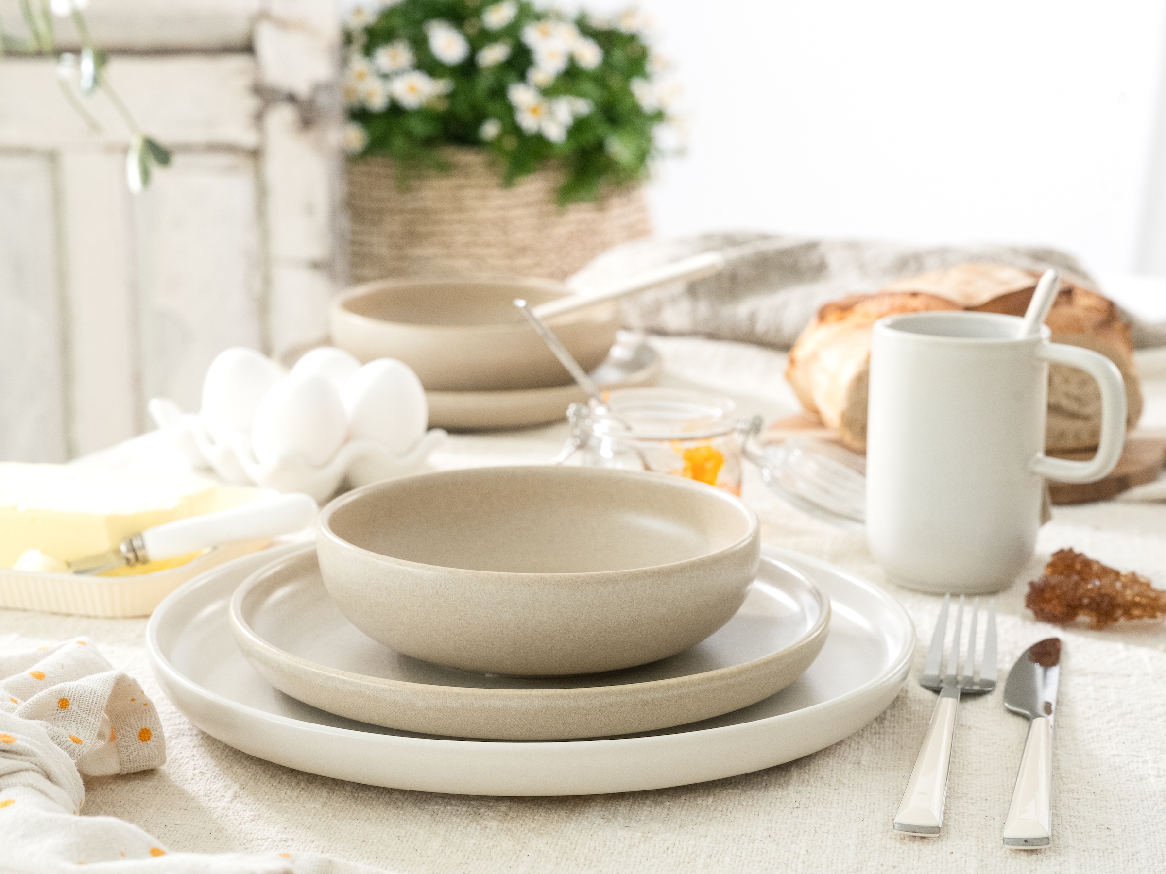 CreaTable Kombiservice »Uno Toscana, Service 16-tlg.« Puristische Formgebung, Inspiriert durch die Farben der Toscana