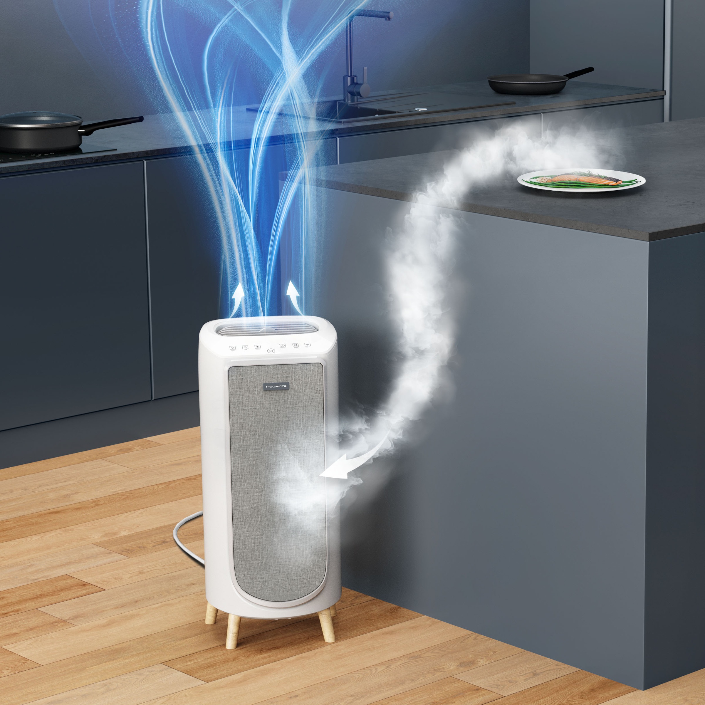 Rowenta Luftreiniger »PU6180 Intense Pure Air Home Connect«, für 36 m² Räume, HEPA-Luftfilterung, App, 4 automatische Modi, 32 dB(A), Textil-Finish