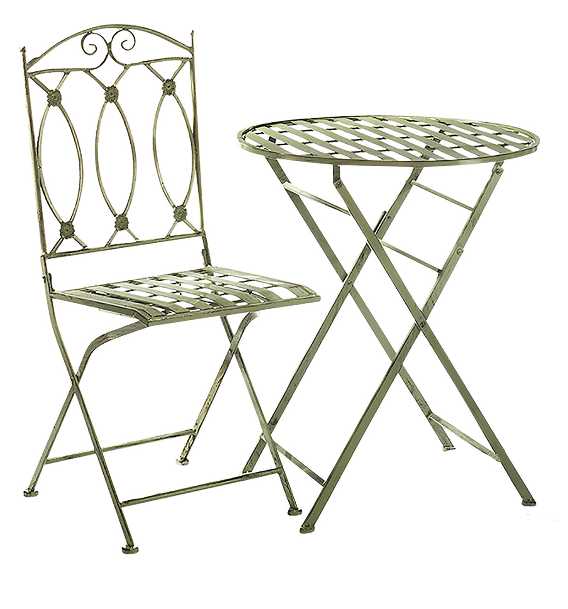 locker Balkonset »Tischgruppe aus Metall antique green«, (1 tlg.)