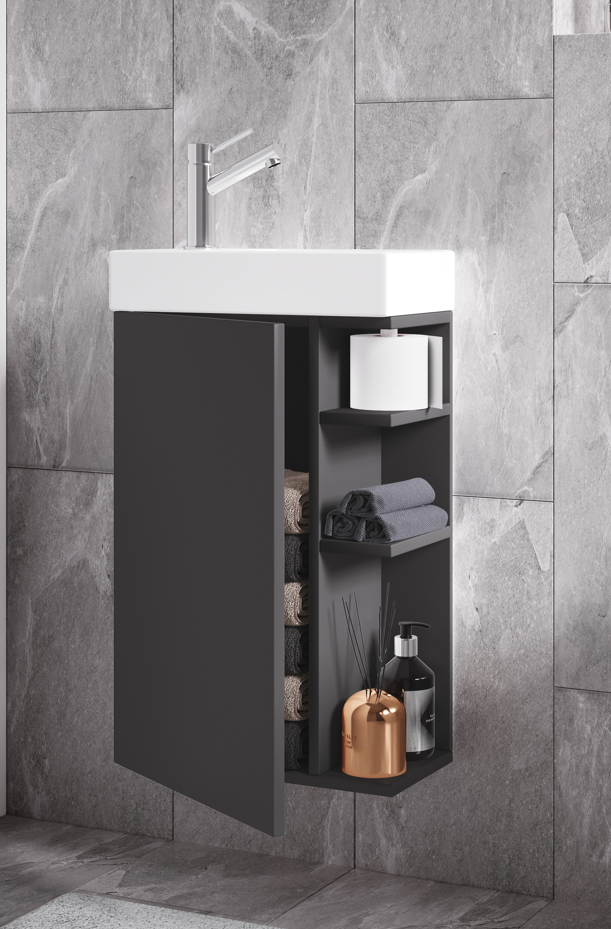VCM Waschbeckenunterschrank »VCM 2-tlg Set | Waschplatz für Gäste WC | Gästebad | Waschtisch | Badezimmer Set ¿ Lumia«, (2 St.)