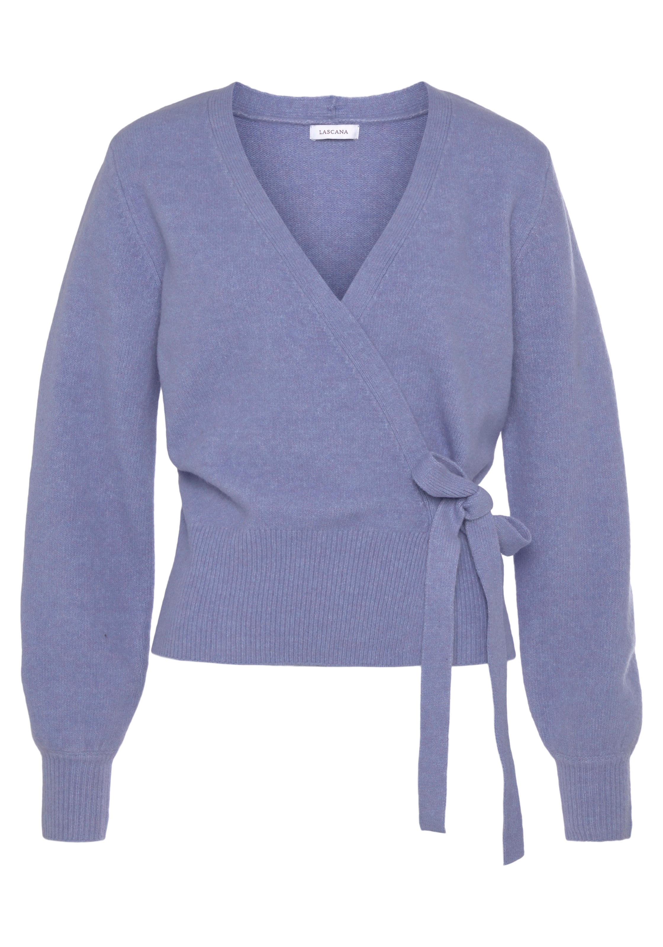 LASCANA Wickelstrickjacke, mit breitem Rippbündchen, Loungewear