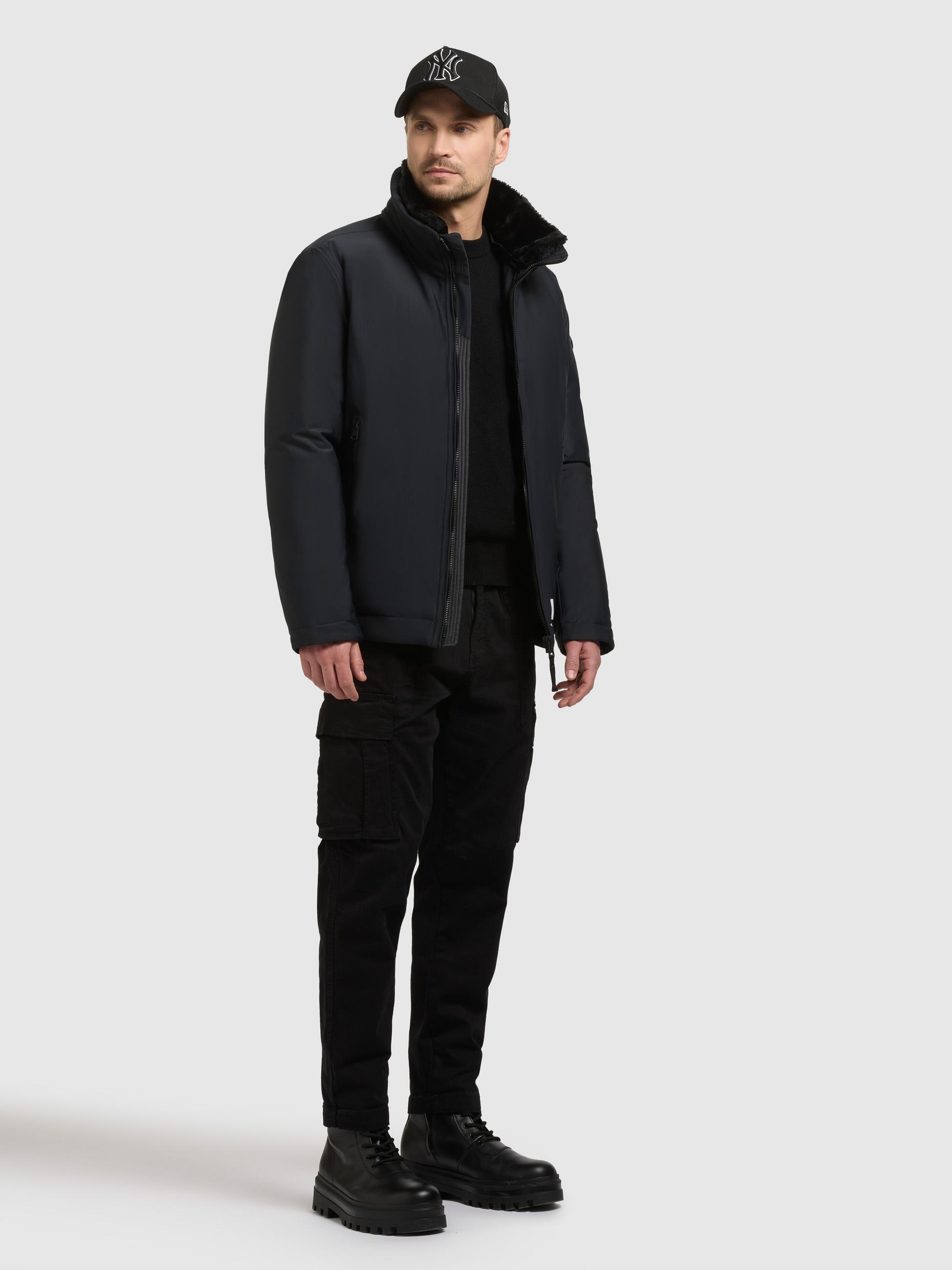 khujo Outdoorjacke »Outdoorjacke Huey« ohne Kapuze Herren Winterjacke mit abnehmbarem Plüsch-Besatz