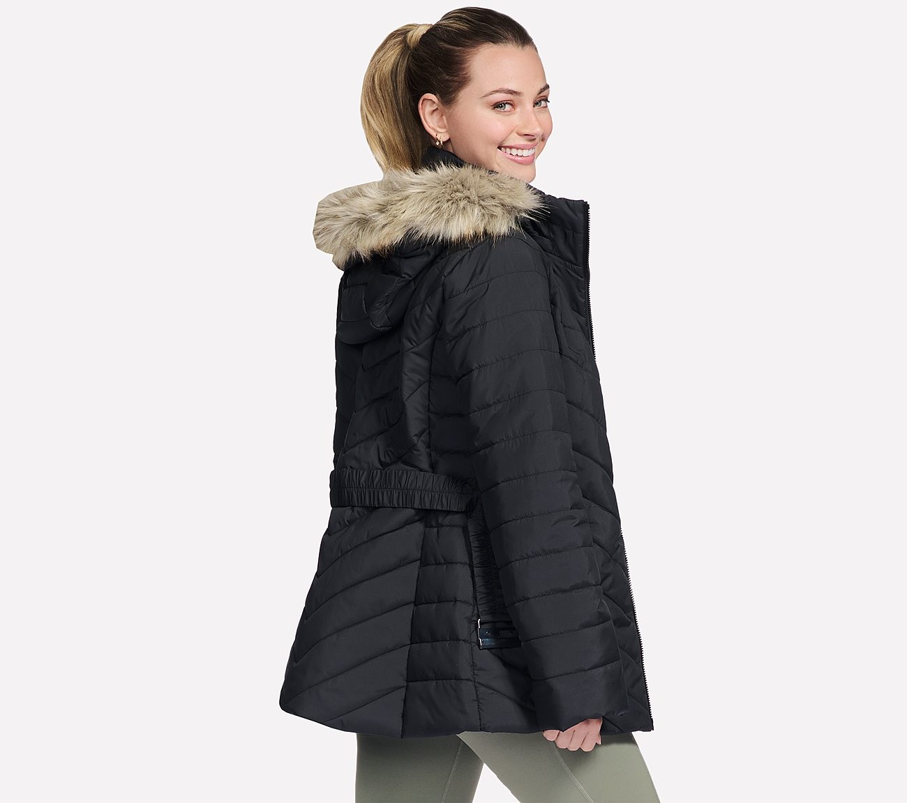 Skechers Winterjacke »ON-THE-GO BELTED PARKA« mit Kapuze mit Gürtel, aus GO SHIELD™ Cozy Fit®-Material