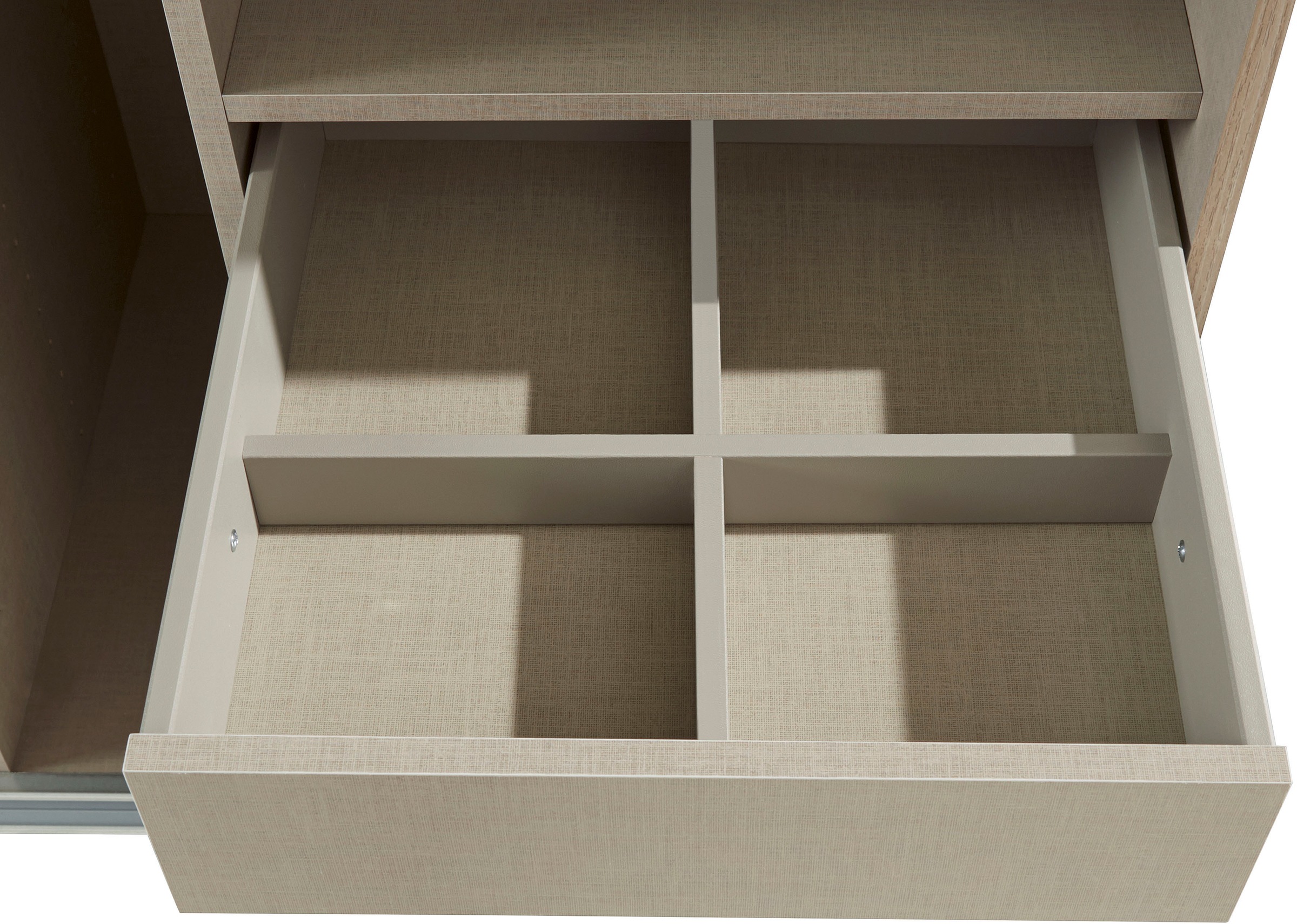 rauch Schwebetürenschrank »Kleiderschrank Schrank Garderobe TOPSELLER OTELI inkl. Inneneinteilung« Breiten 203/271/315/360 cm Höhen 210/229 cm,  mit 3 Innenschubladen sowie zusätzlichen Einlegeböden MADE IN GERMANY