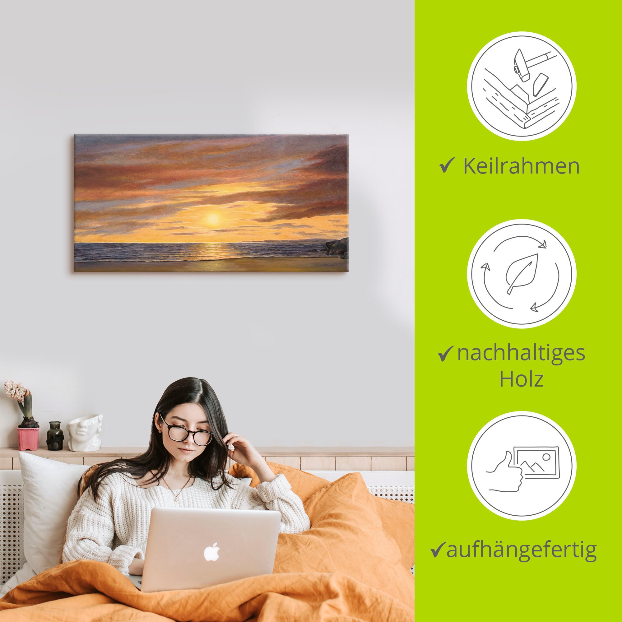 Artland Wandbild »Sonne am Strand« Strand 1 Stk. tlg. als Alubild, Leinwandbild in verschied. Größen