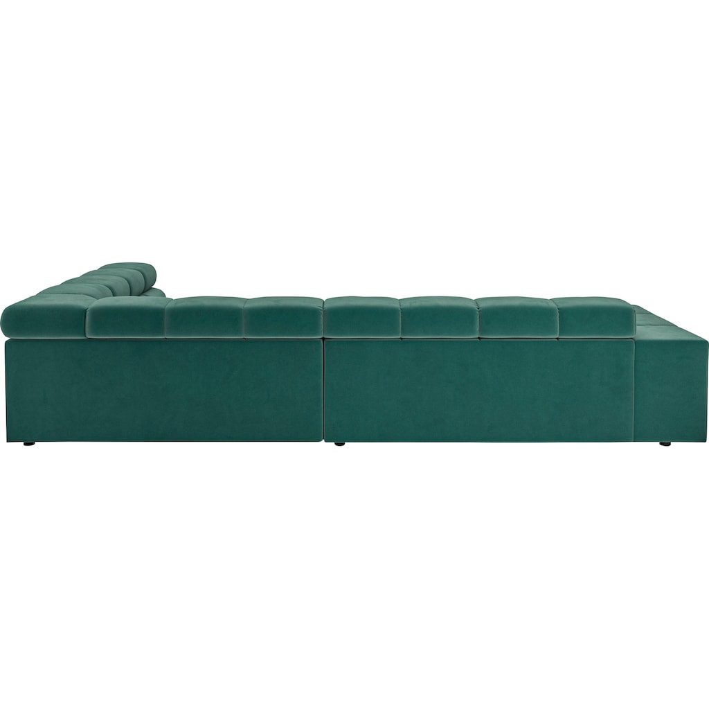 INOSIGN Ecksofa »Ancona incl. Kopfteilverstellung, Zierkissen B/T/H: 319/210/70 cm«