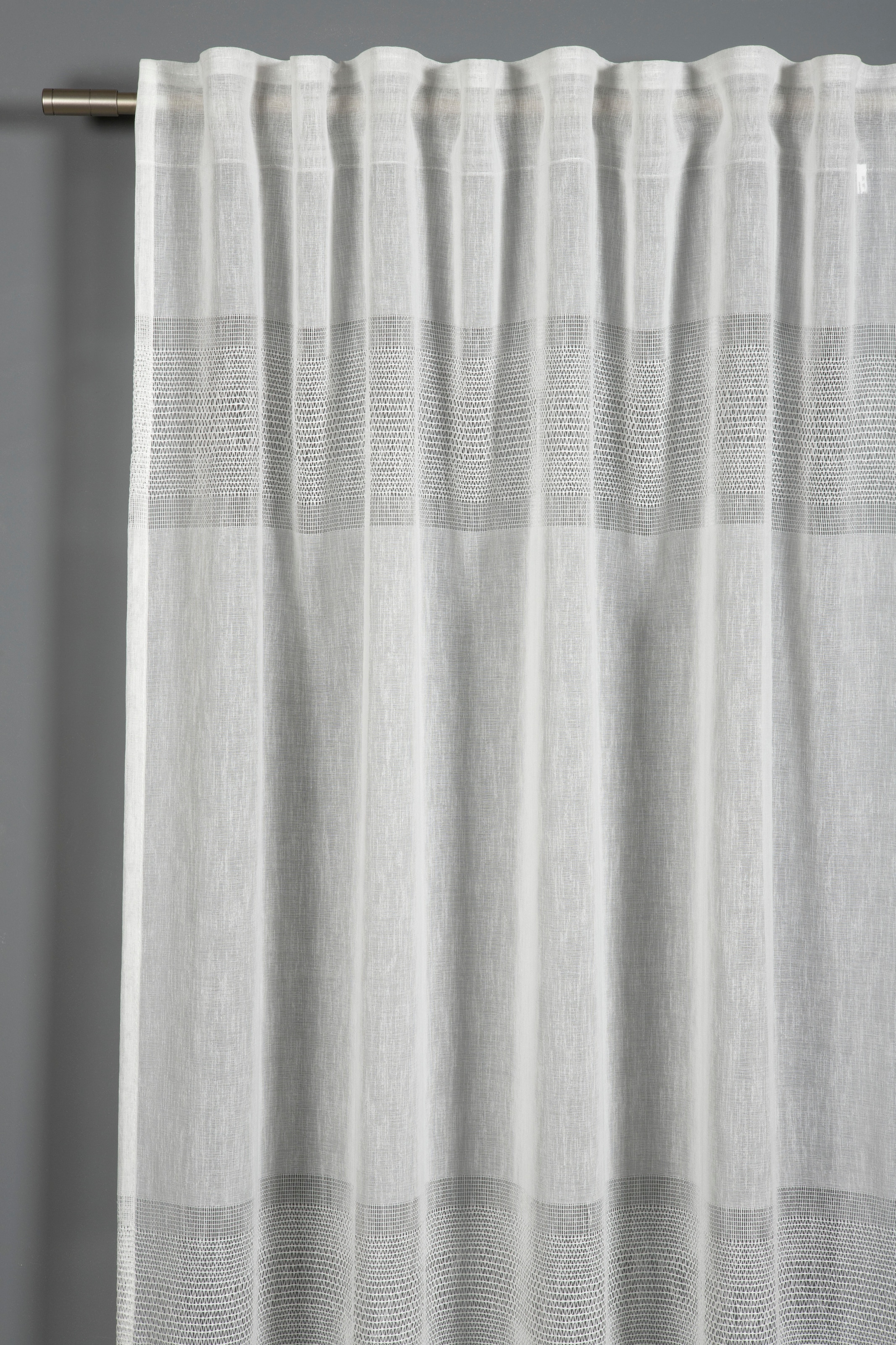 Gardine »Schal Etamine Querstreifen«, (1 St.), mit Gardinenband und verdeckten Schlaufen