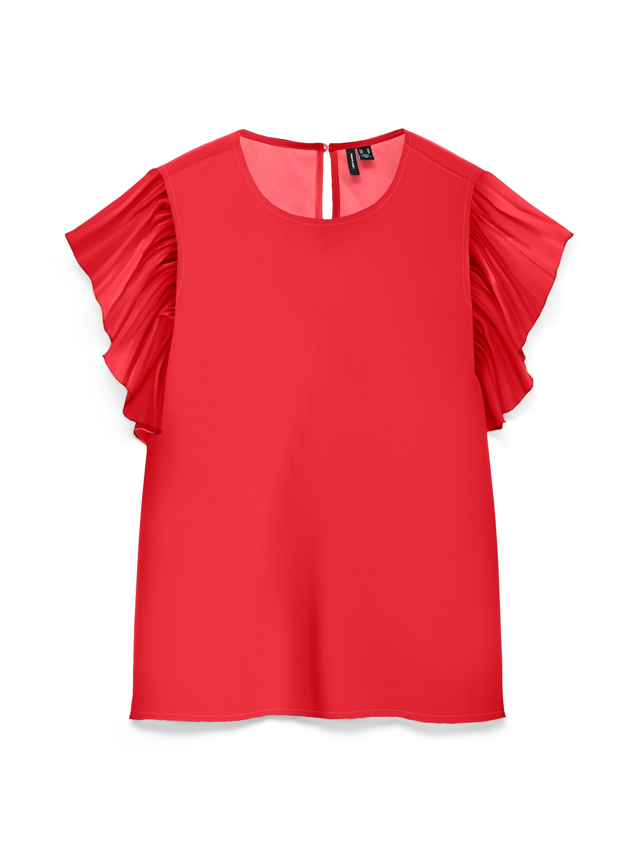 Vero Moda Rüschentop »VMSMILLA S/L FRILL O-NECK TOP WVN« Kunstfaser, normal geschnitten