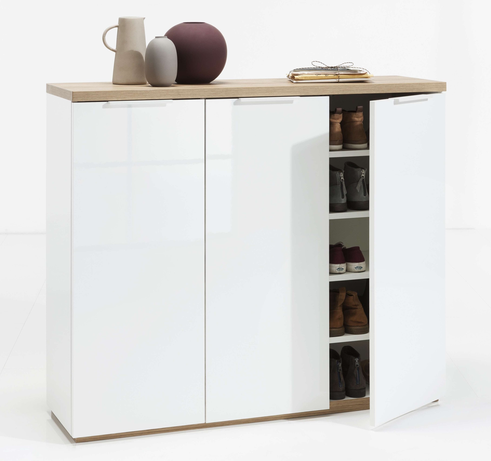 Composad Schuhschrank »Schuhschrank, Schuhkommode, mit Regalböden«, (1 St.), Mit 3 Türen hochglanz lackiert